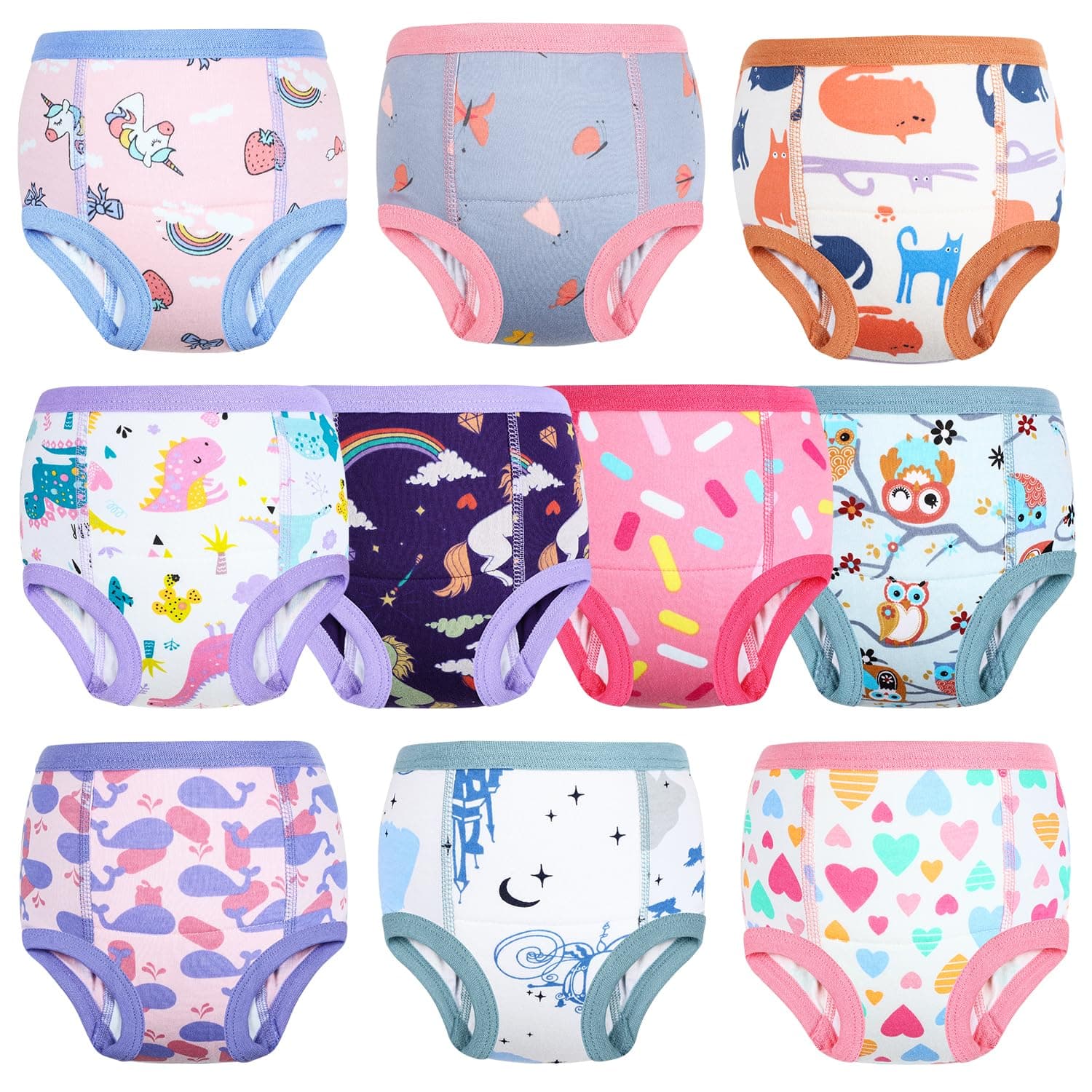 Potty Training Underwear 10 Packs Absorbent Toddler Training Pants for Boys and Girls Cotton Pee Pants 2T-9T