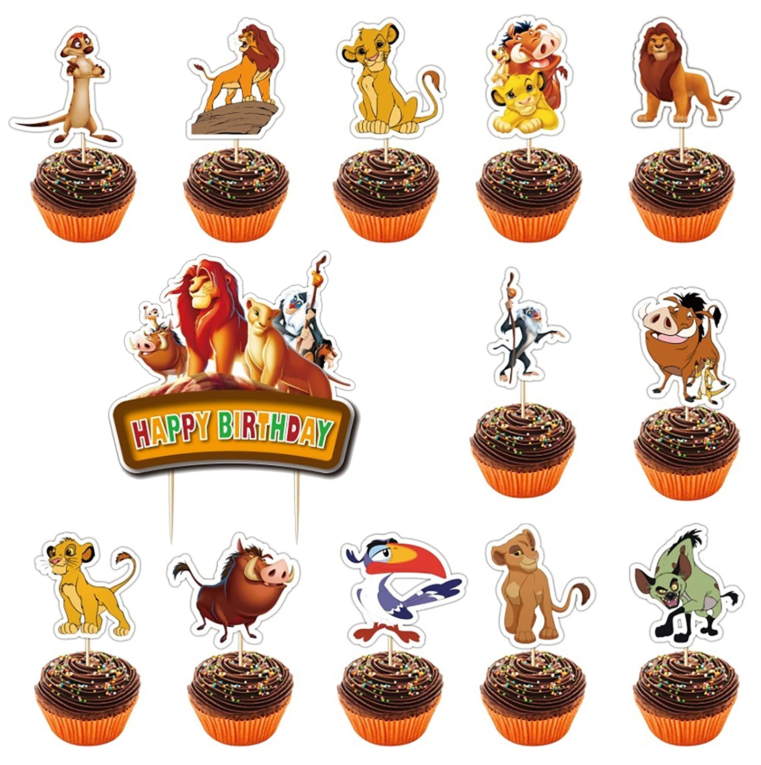 25 counts Decorations for Lion The King Cupcake Toppers Birthday Party Supplies