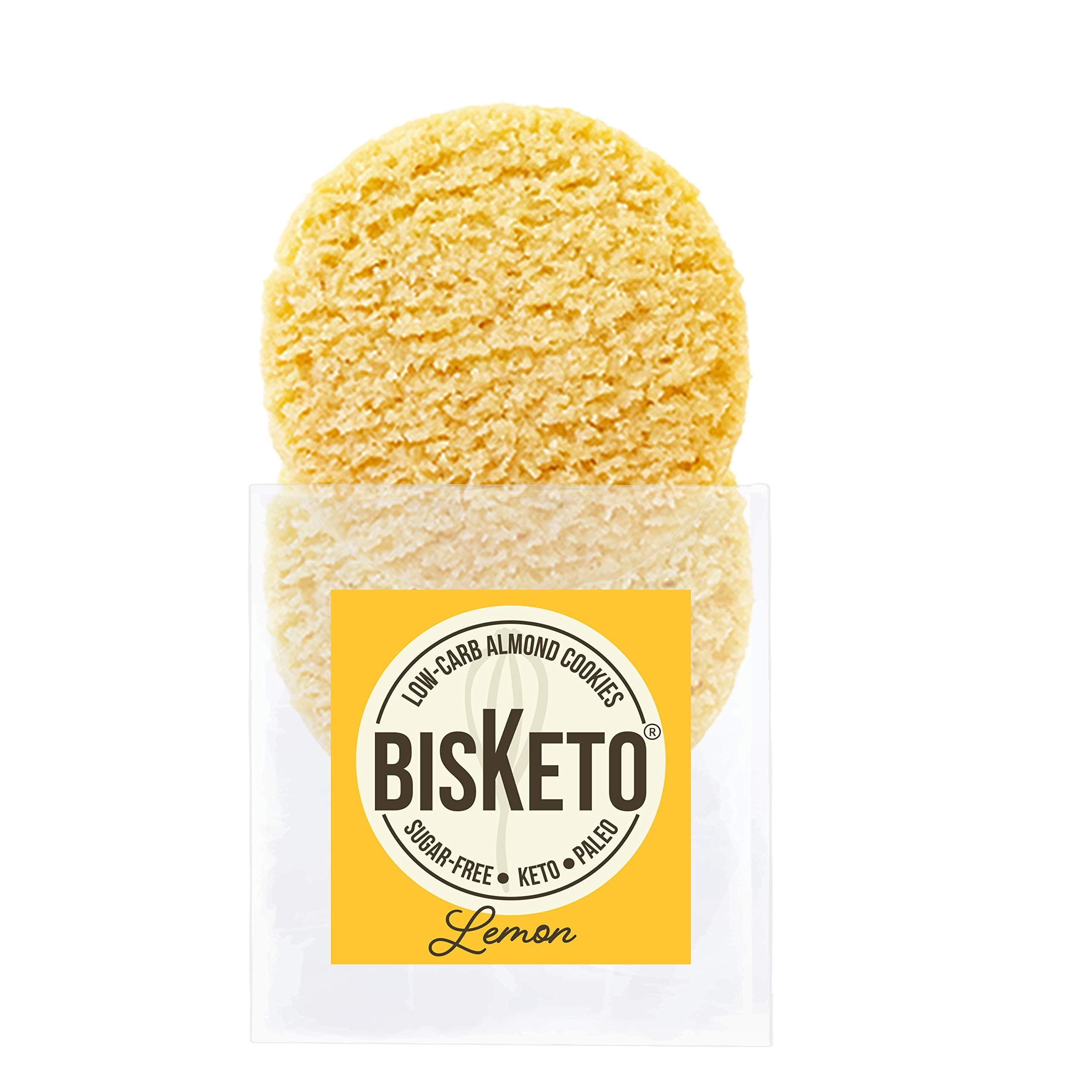 Low Carb Cookies BisKeto - Keto Snacks, Low Net Carbs, No Sugar, Gluten & Grain Free - Box with 6 Packs,12 Cookies (Lemon) - Ketogenic Diet Friendly & Healthy Snack Food