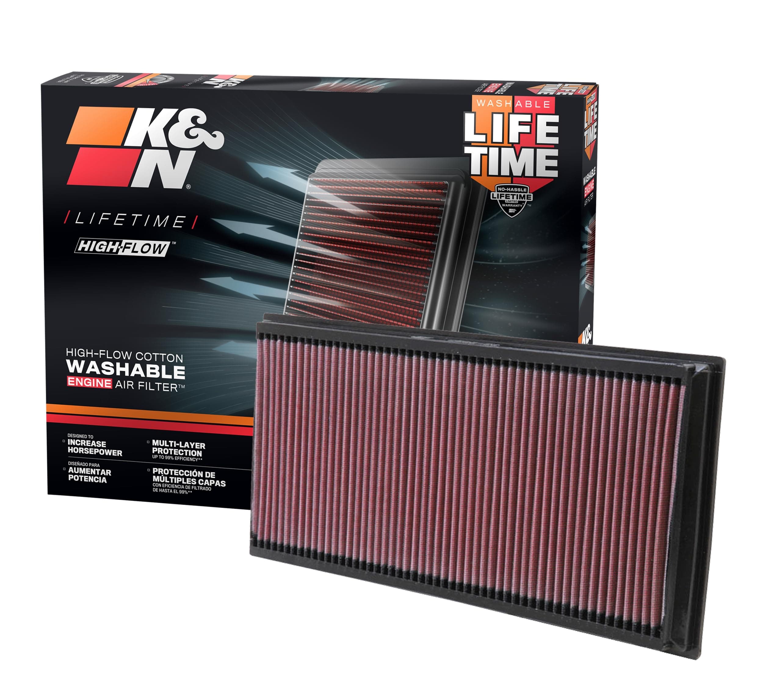Engine Air Filter: High Performance, Premium, Washable, Replacement Compatible with 2002-2019 Porsche/Volkswagen/Audi/Land Rover SUV (Cayenne, Touareg, Q7, Range Rover), 33-2857