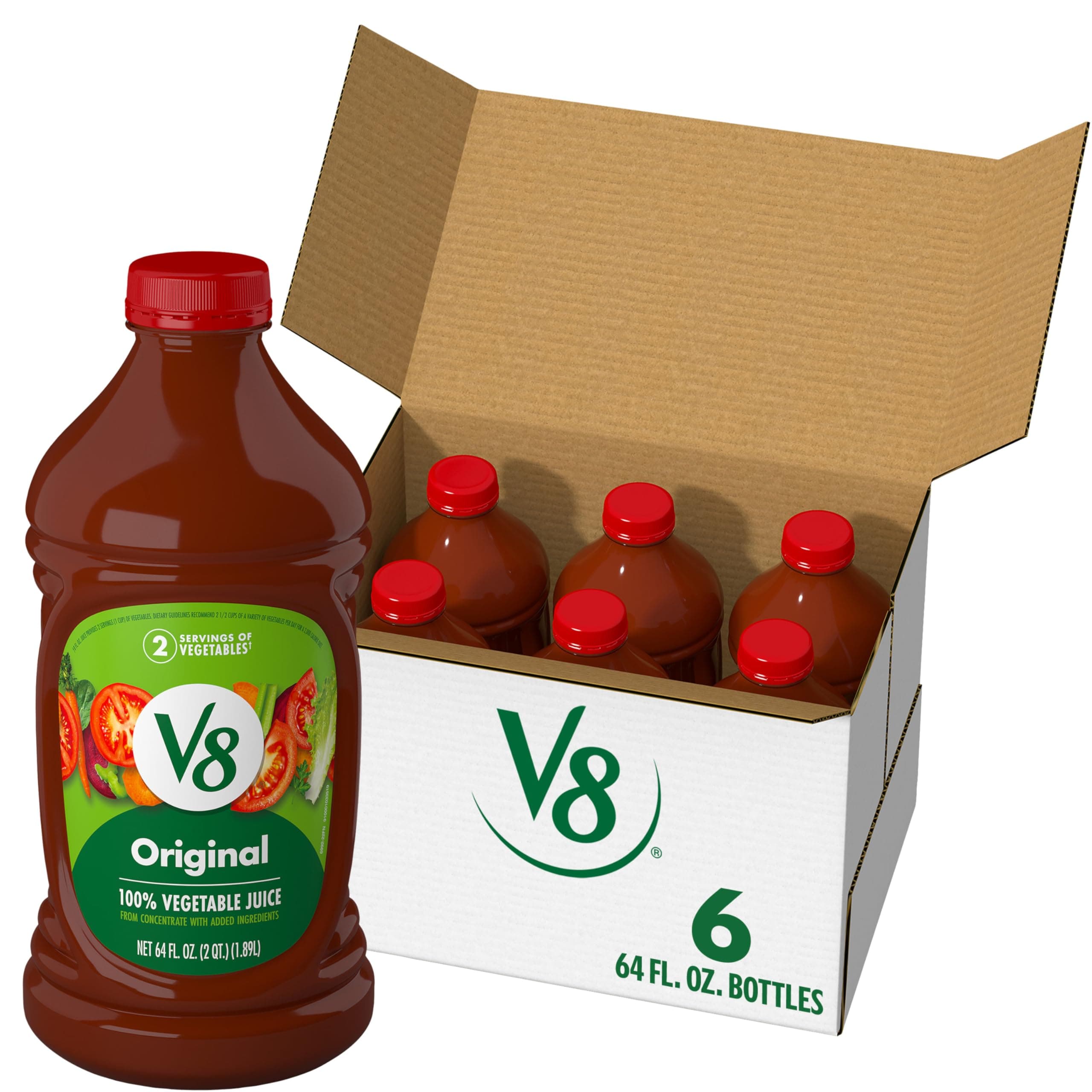 Original 100% Vegetable Juice, 64 fl oz Bottle (Pack of 6)
