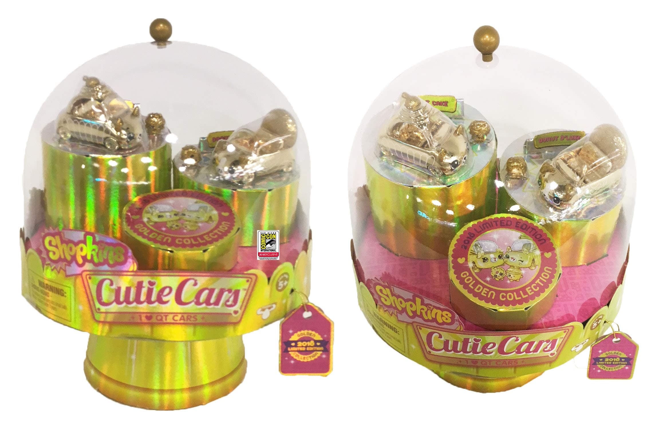 SDCC2018 Exclusive Shopkins Cutie Cars Two Piece 24Carat Bling Gold Finish Set