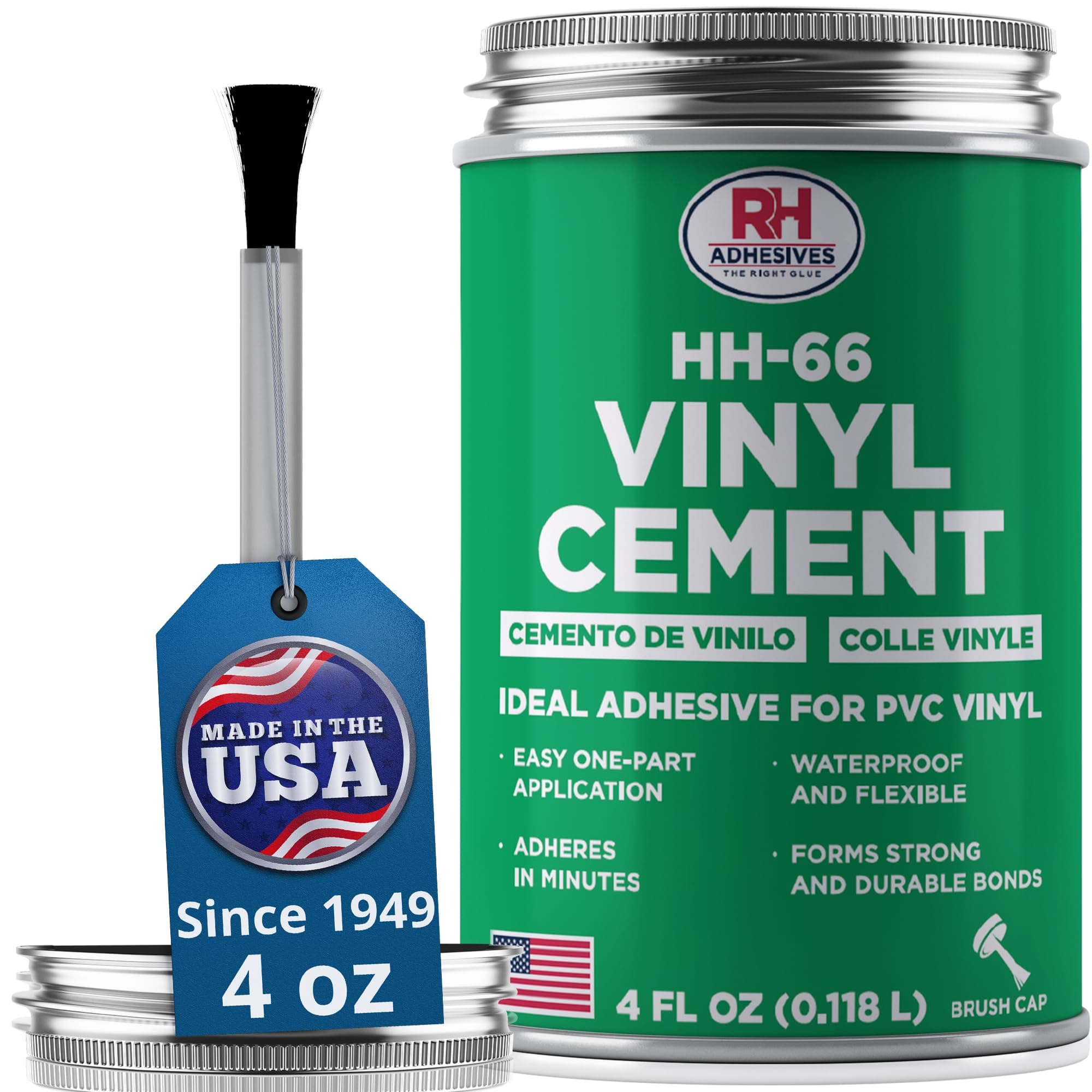 HH-66 Vinyl Cement 4 oz - Vinyl Adhesive, Cement Glue, Industrial Contact Cement for PVC & Vinyl Repair - Waterproof Flexible Vinyl Glue for Tarps, Pool Liners, Inflatables & Marine – RH Adhesives