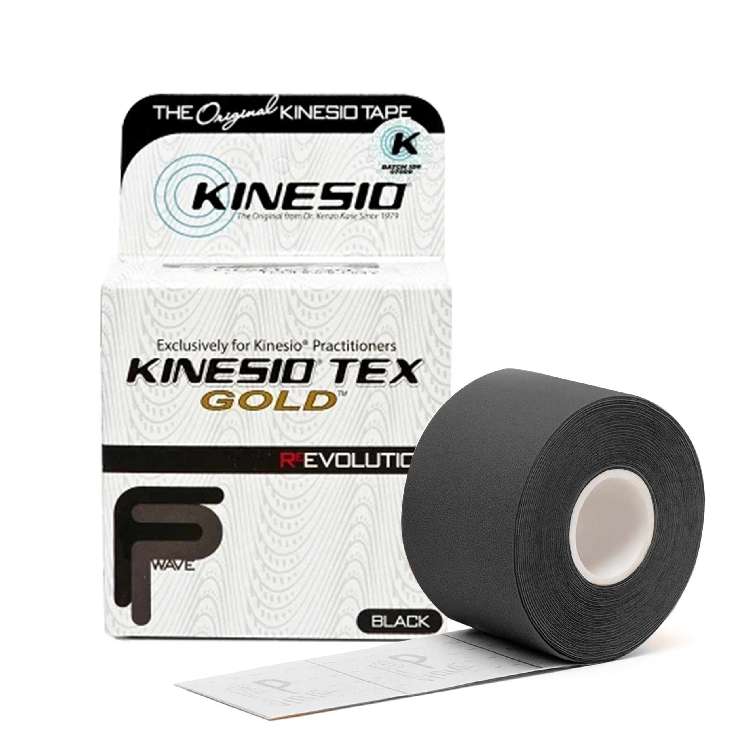 Kinesio Kinesiology Elastic Tape – Therapeutic Kinesiology Tape Roll for Knee Support – Latex-Free Physio & Sports Tape for Muscle Recovery, Breathable Cotton, Water Resistant - Black, 5 cm x 5 m