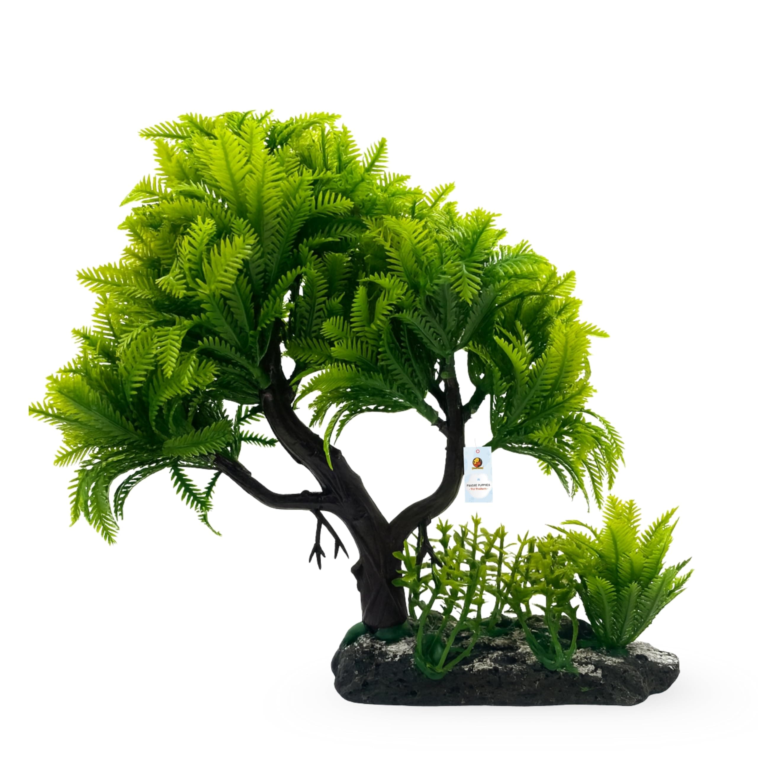 Foodie Puppies 7inch Aquarium Plastic Plants for Fish Tank Ornaments Freshwater & Saltwater Ornament Decorative Resin Base Artificial Plastic Plants (Pine Coconut Tree)