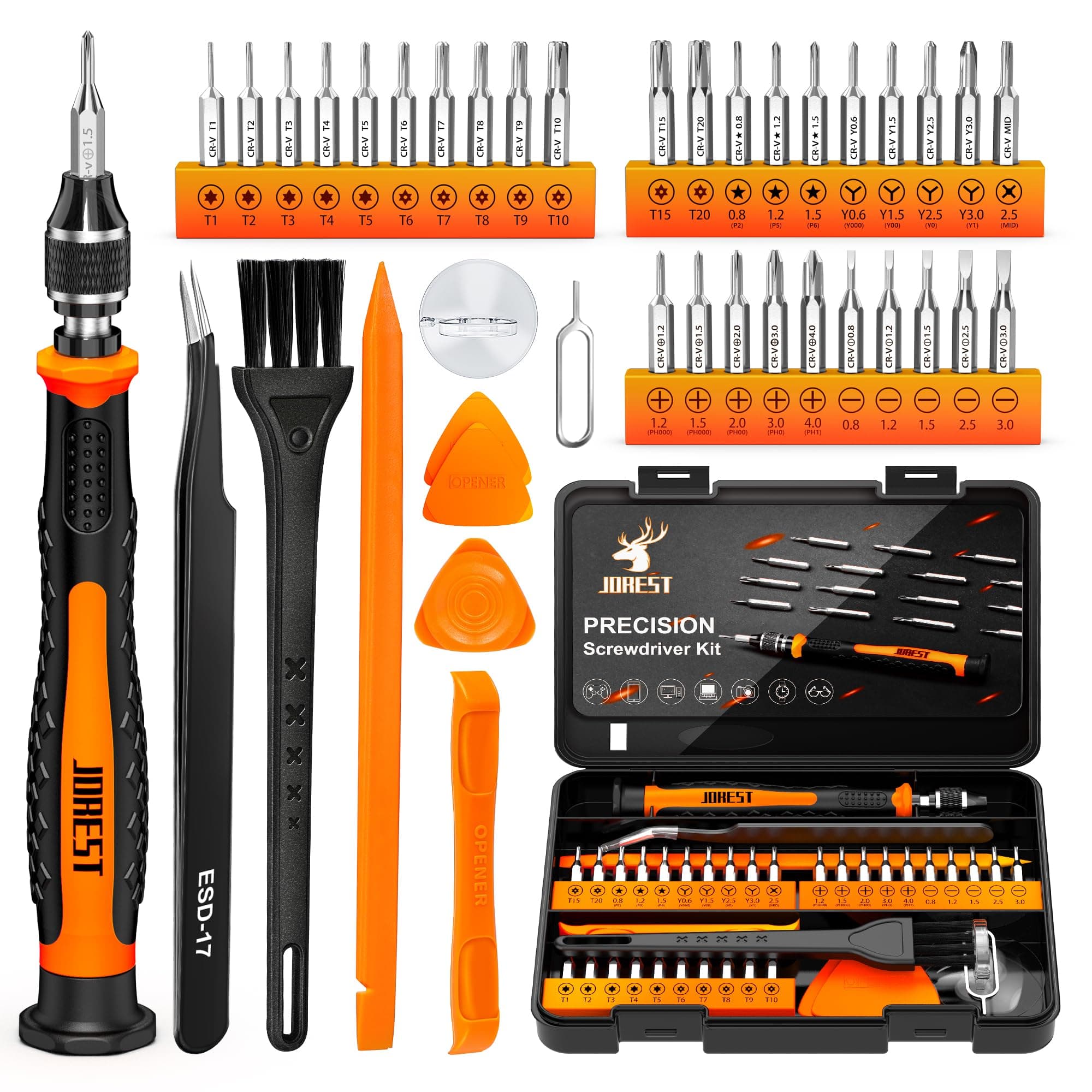 JOREST 38Pcs Precision Screwdriver Set, Tool Kit with Security Torx T5 T6 T8 ...