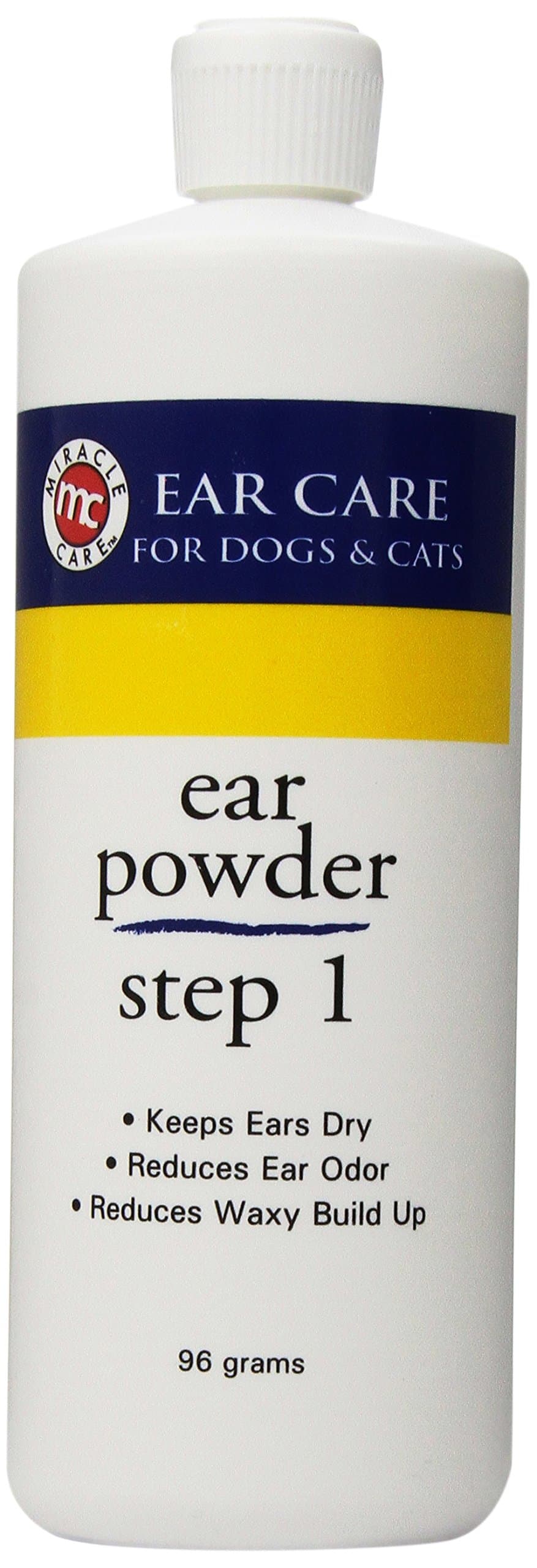 Miracle Care Ear Powder for Dogs and Cats, 96 Grams, Aids Hair Removal from Ear Canal, Keeps Ears Dry, Reduces Odor and Waxy Build Up