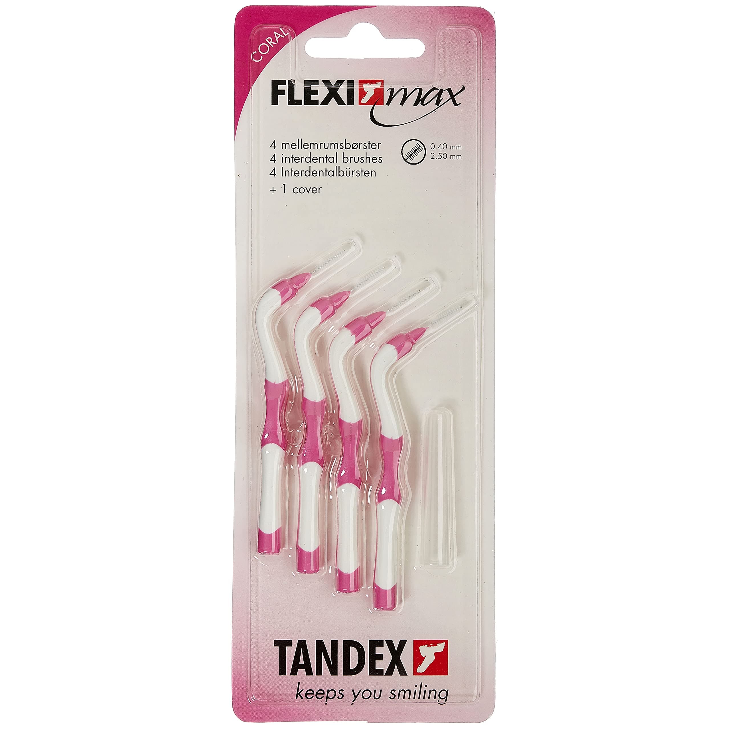 TandexFlexi Max 4 Interdental Brushes Coral 0.4mm - Pack of 6