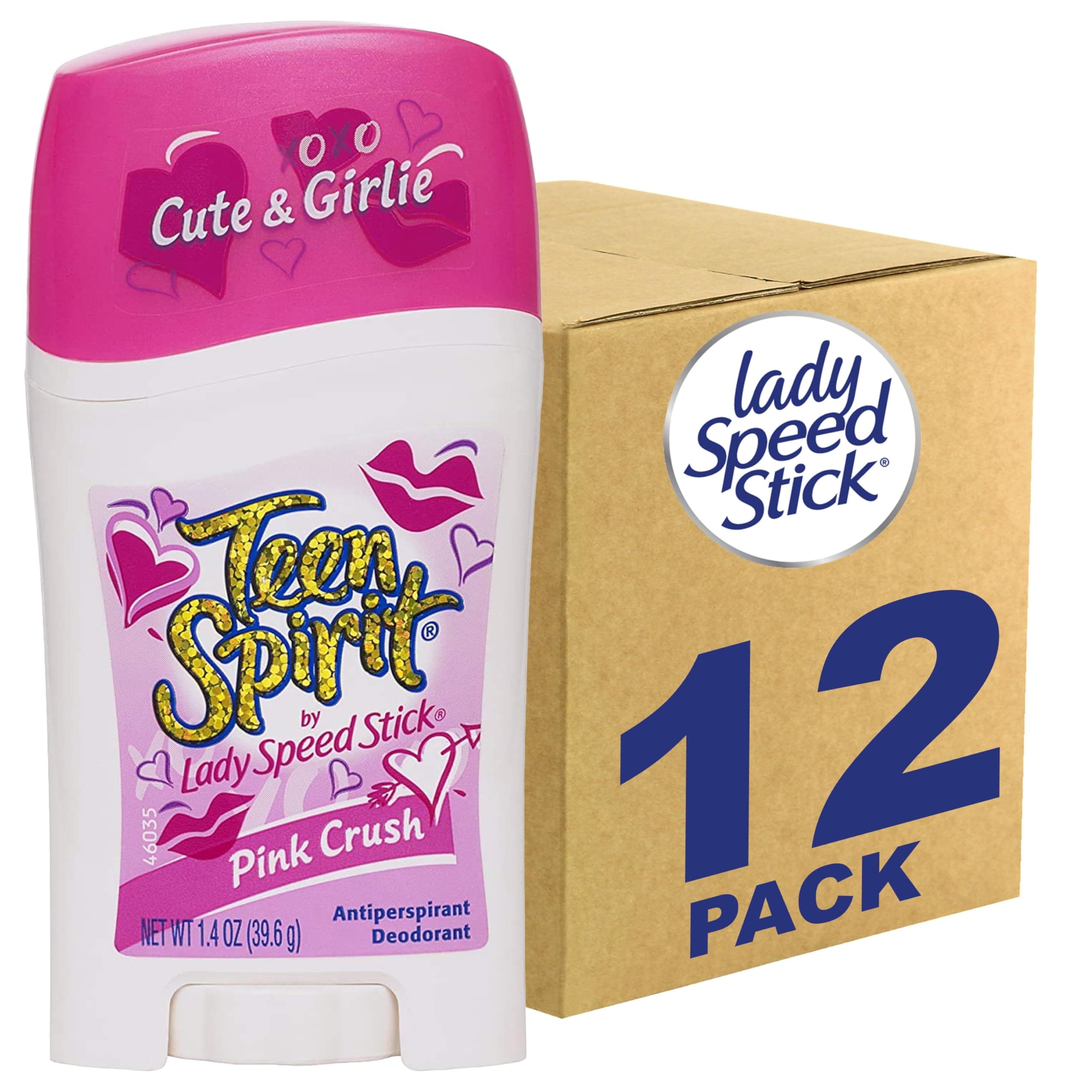 Teen Spirit,Lady Speed Stick Pink Crush Antiperspirant Deodorant Stick, 1.4 Oz (12 Pack)