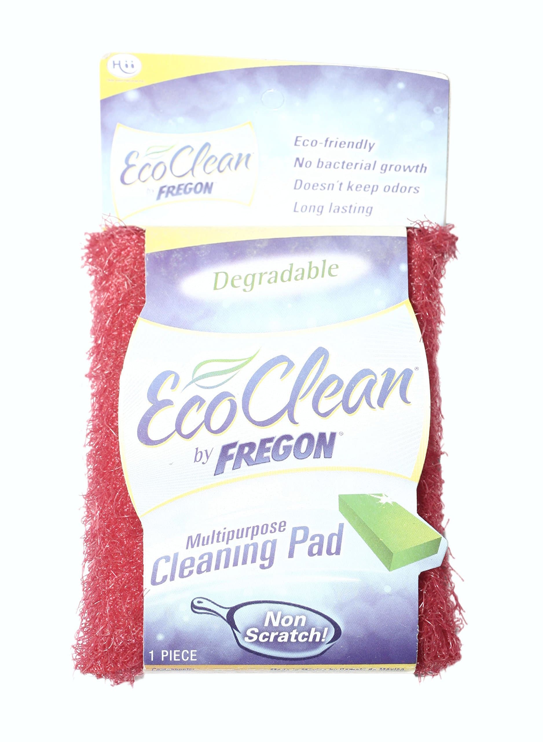 Fregon EcoClean Multipurpose Scrubber For Pots, Pans, Kitchen, and Bathroom, Red, 3-Pack