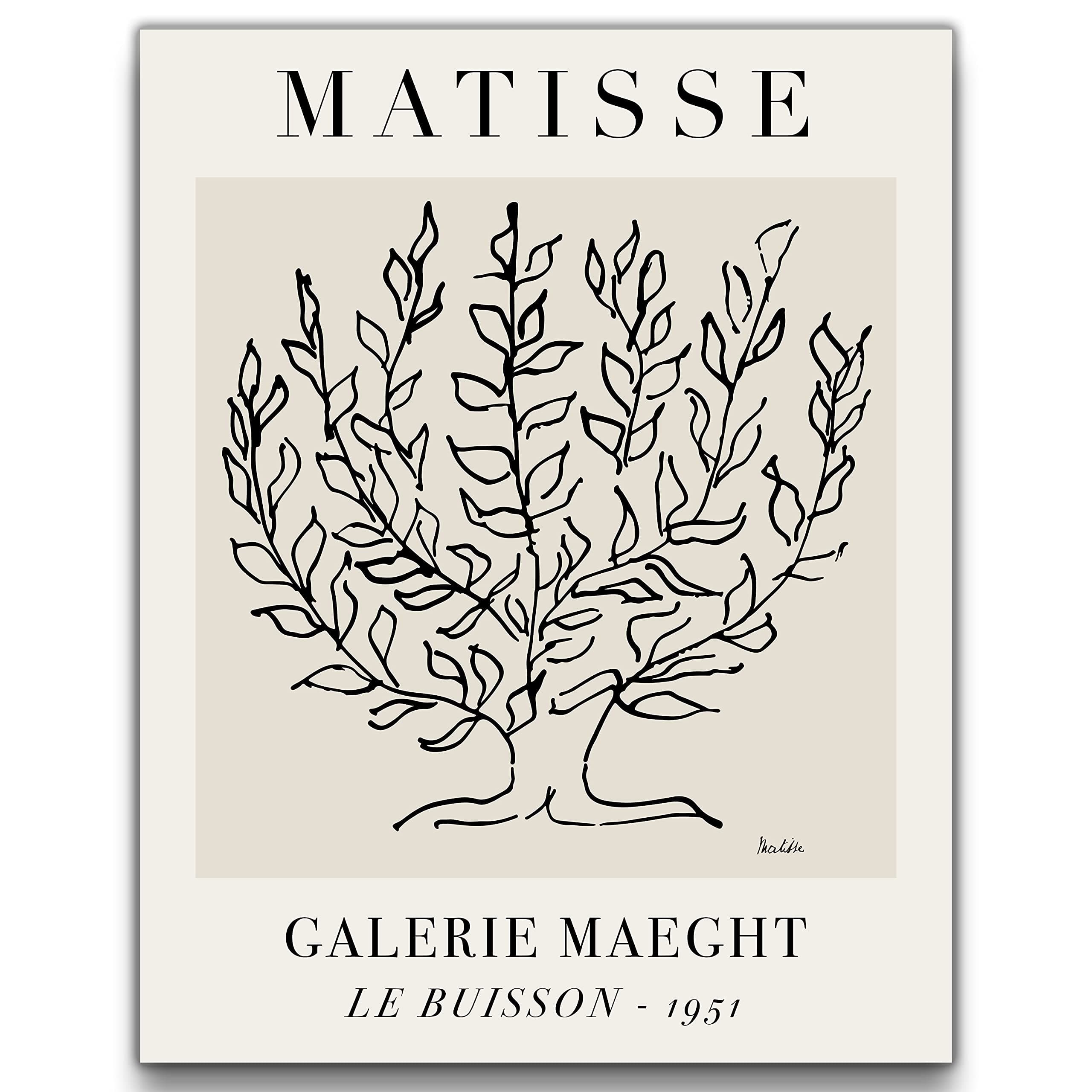 Sage Light Design Co Matisse inspired Le Buisson Drawing Exhibition Poster Wall Art Print | 11x14 UNFRAMED | Beige, Tan, Black Neutral Abstract, Minimalist Modern Wall Decor