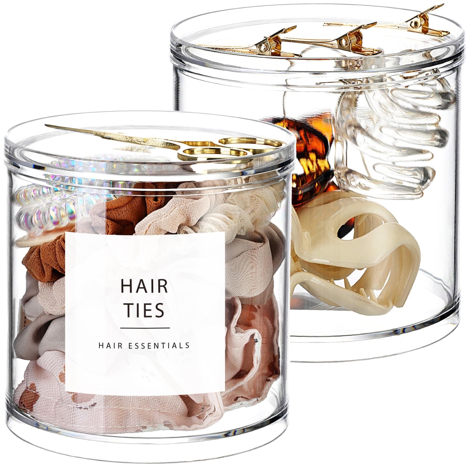 SheeChung 2-Pack Large 20oz Stackable Apothecary Jars - Clear Qtip Holder Dispenser with Storage Lids - Jumbo Size Bathroom Essentials Organizer for Cotton Balls, Pads, Bath Salts