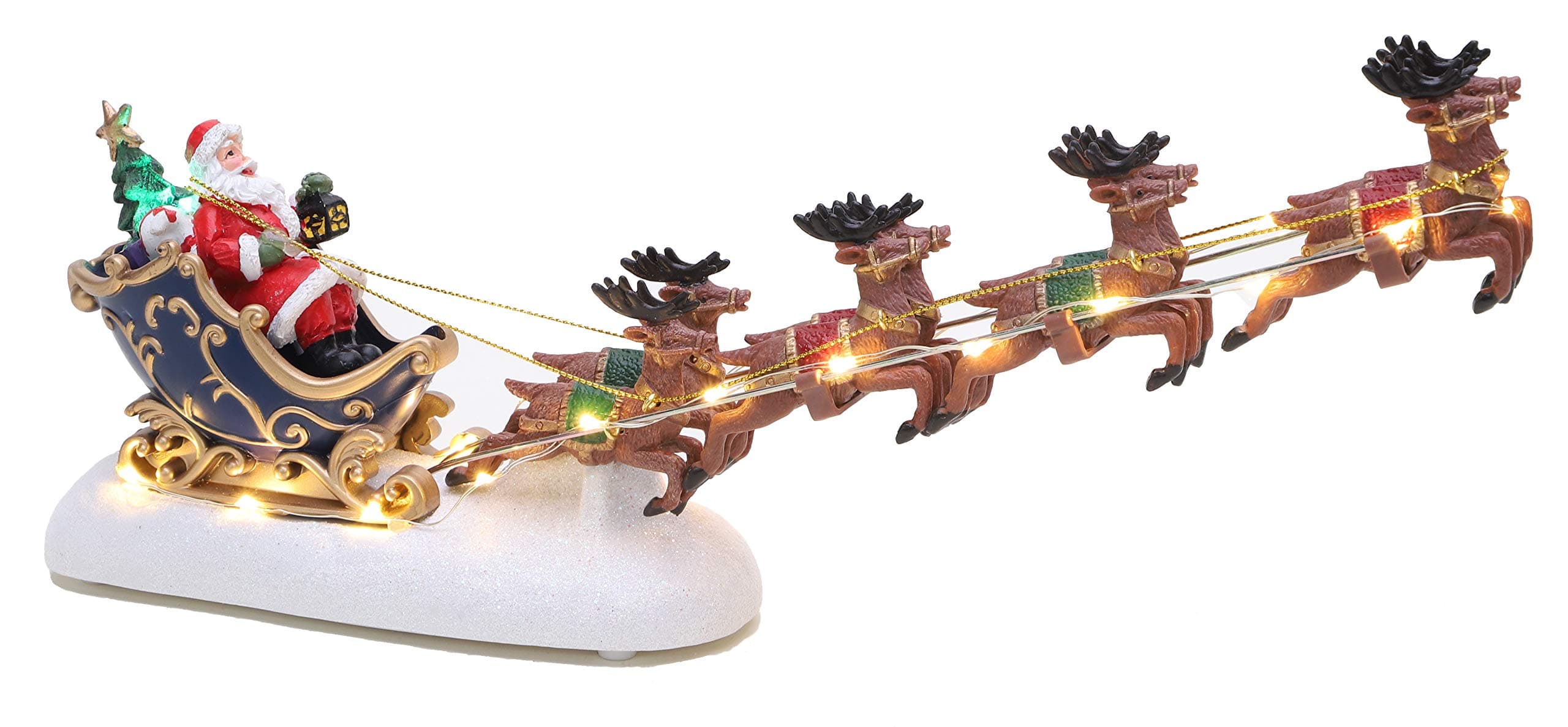 Christmas Concepts® 34cm Battery Operated LED Light Up - Santas Sleigh & Flying Reindeer Scene - Traditional Christmas Scenes…