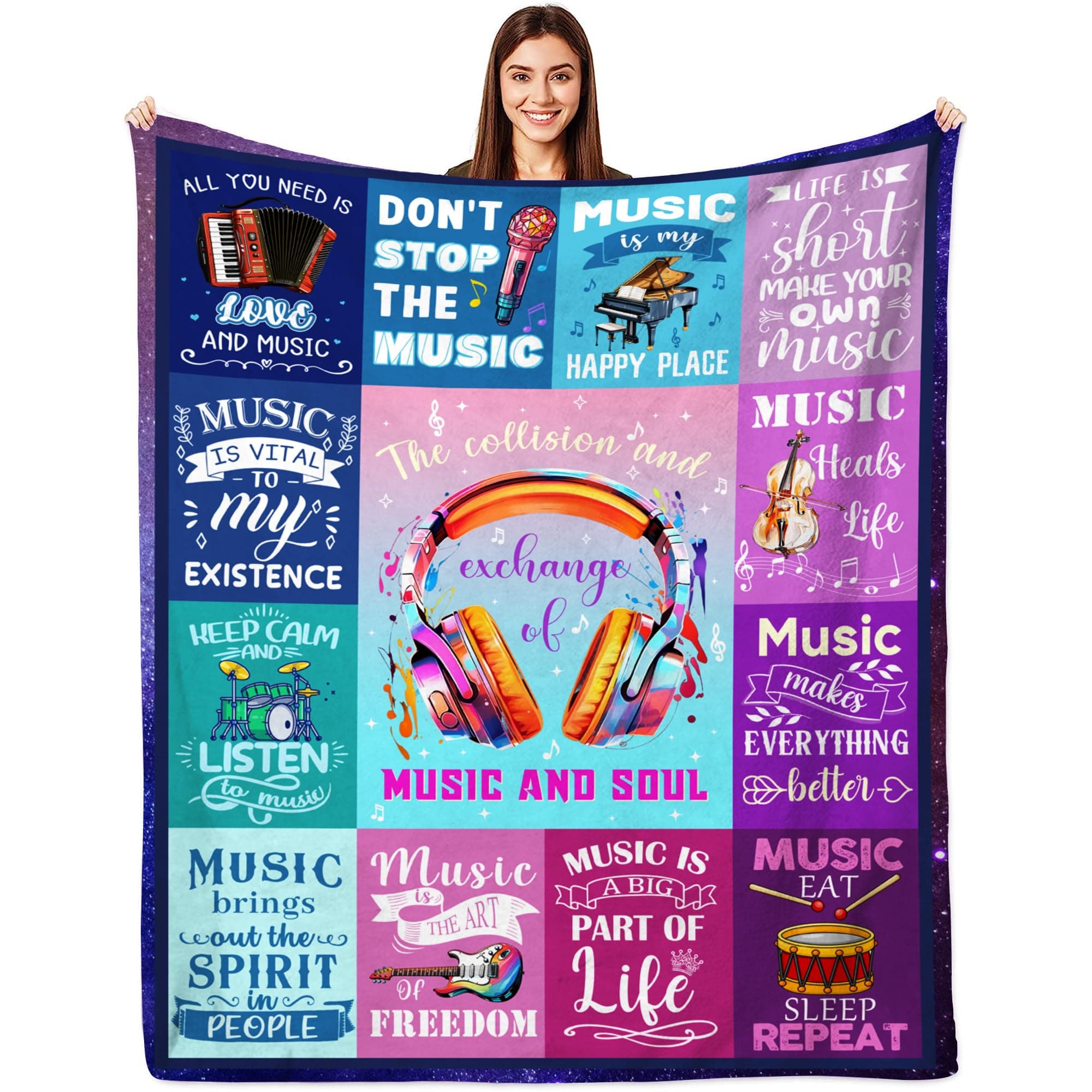 Music Blanket 60"x 50", Music Gifts, Gifts for Music Lovers, Music Themed Gifts for Adults, Music Note Blanket for Women