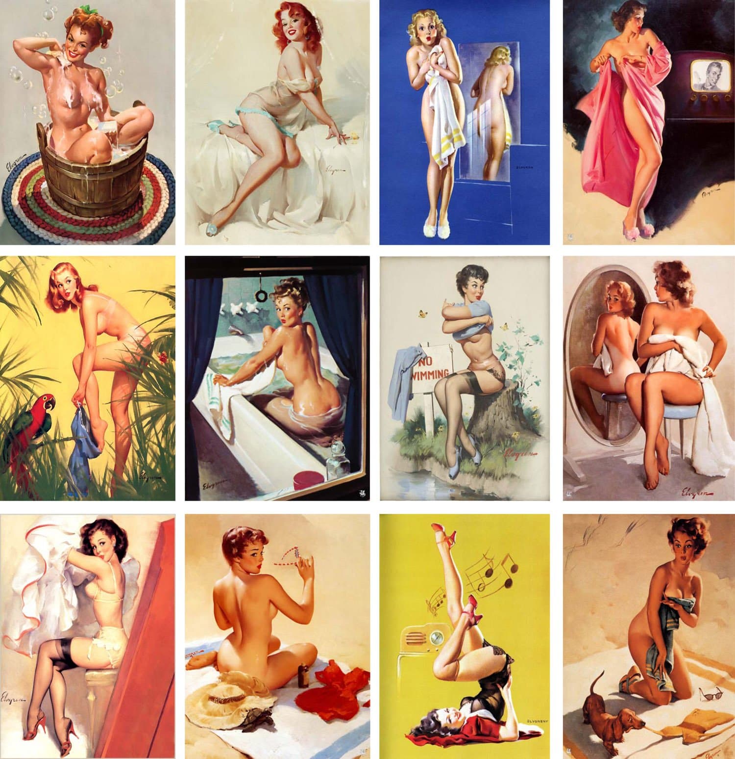2025 Wall Calendar [12pages 8"x12"] Pinup Sexy Girl Elvgren Vintage Pin Up Fifties M537