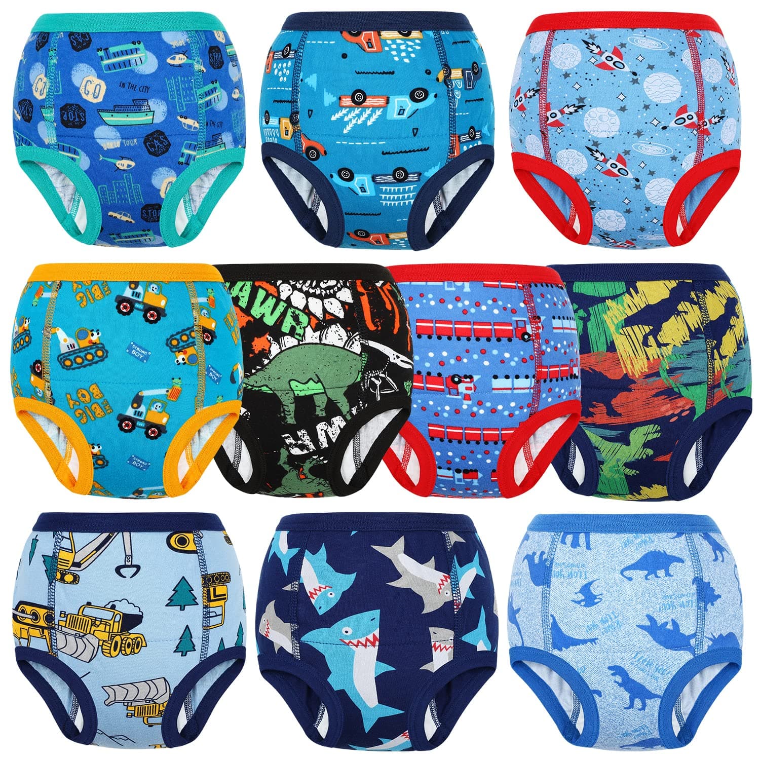 Potty Training Underwear 10 Packs Absorbent Toddler Training Pants for Boys and Girls Cotton Pee Pants 2T-9T
