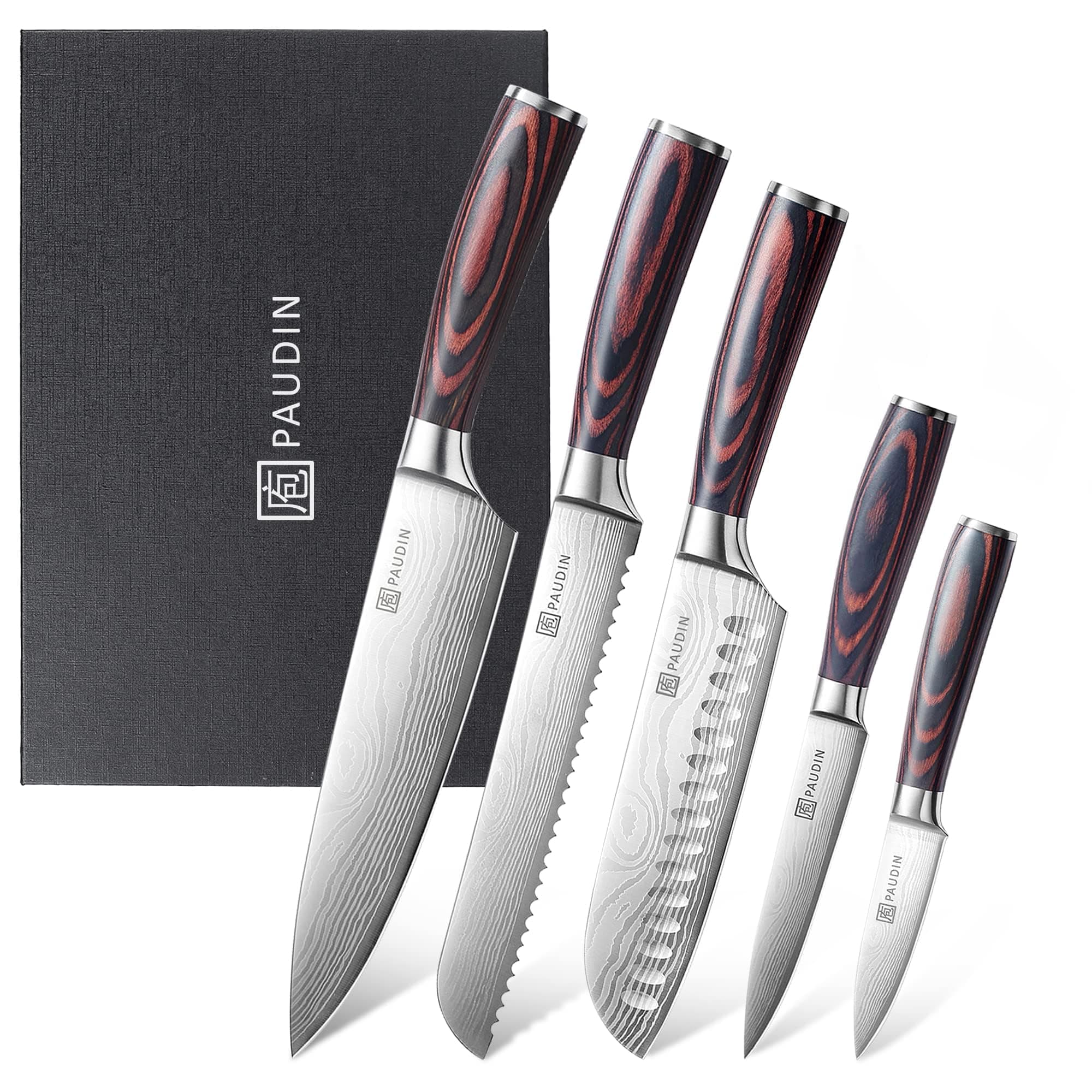 Kitchen Knife Set, High Carbon Stainless Steel Kitchen Knives, 5 Piece Chef Knives Sets with Ergonomic Handle, Japanese Knife Set,Cooking Knives Come with Gift Box