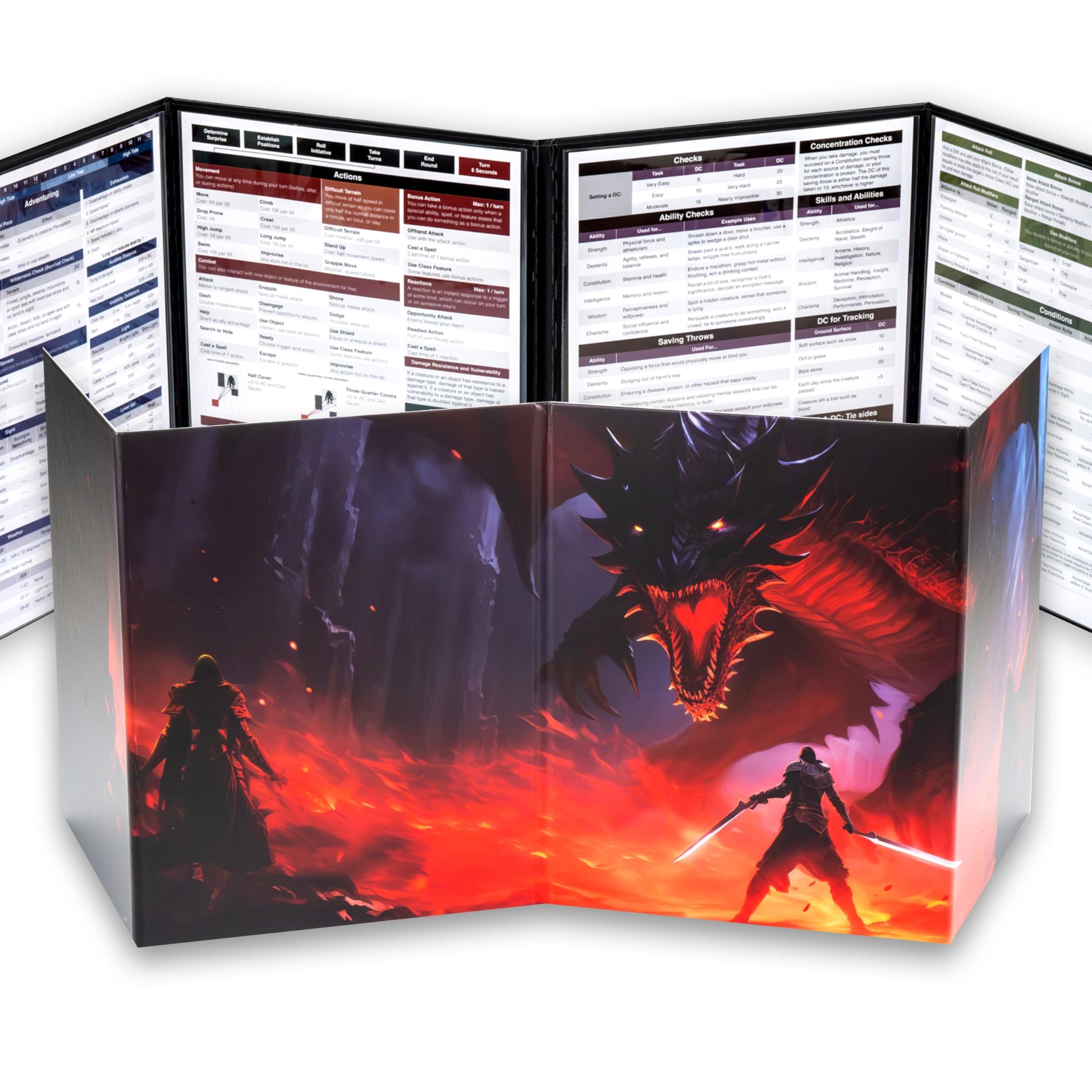 TIDYBOSS 4-Panel DM Screen | Customizable DND Dungeon Master Guide with Inserts for Dungeon Masters | Dungeons and Dragons Starter Set | DND Starter kit d&d Accessories | DND Gifts | DND dm Supplies