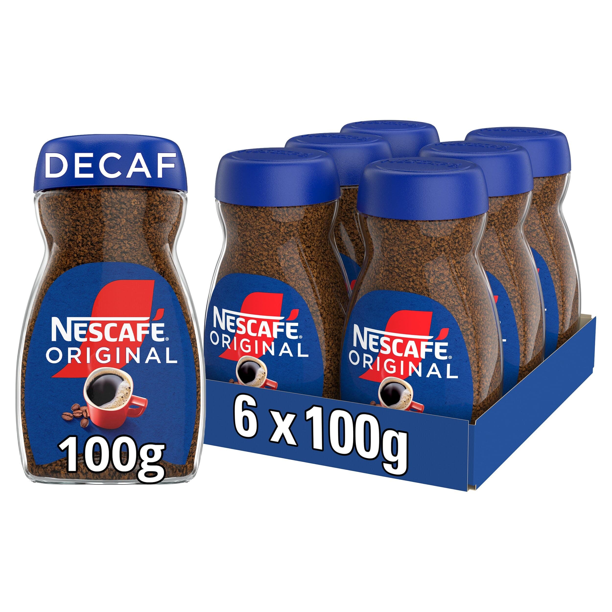 Original Decaf Instant Coffee 100g, Rich Aroma, Full and Bold Flavour (Pack of 6)