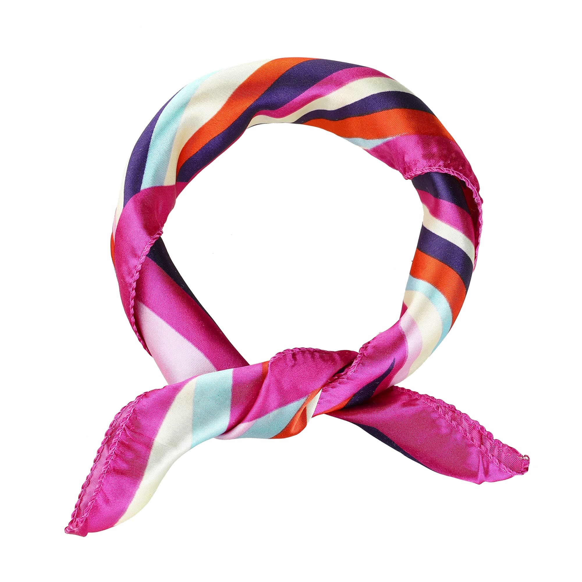 Allegra KFlower Print Stripe Square Neck Scarves Geometry Scarf Kerchief Neckerchief for Women