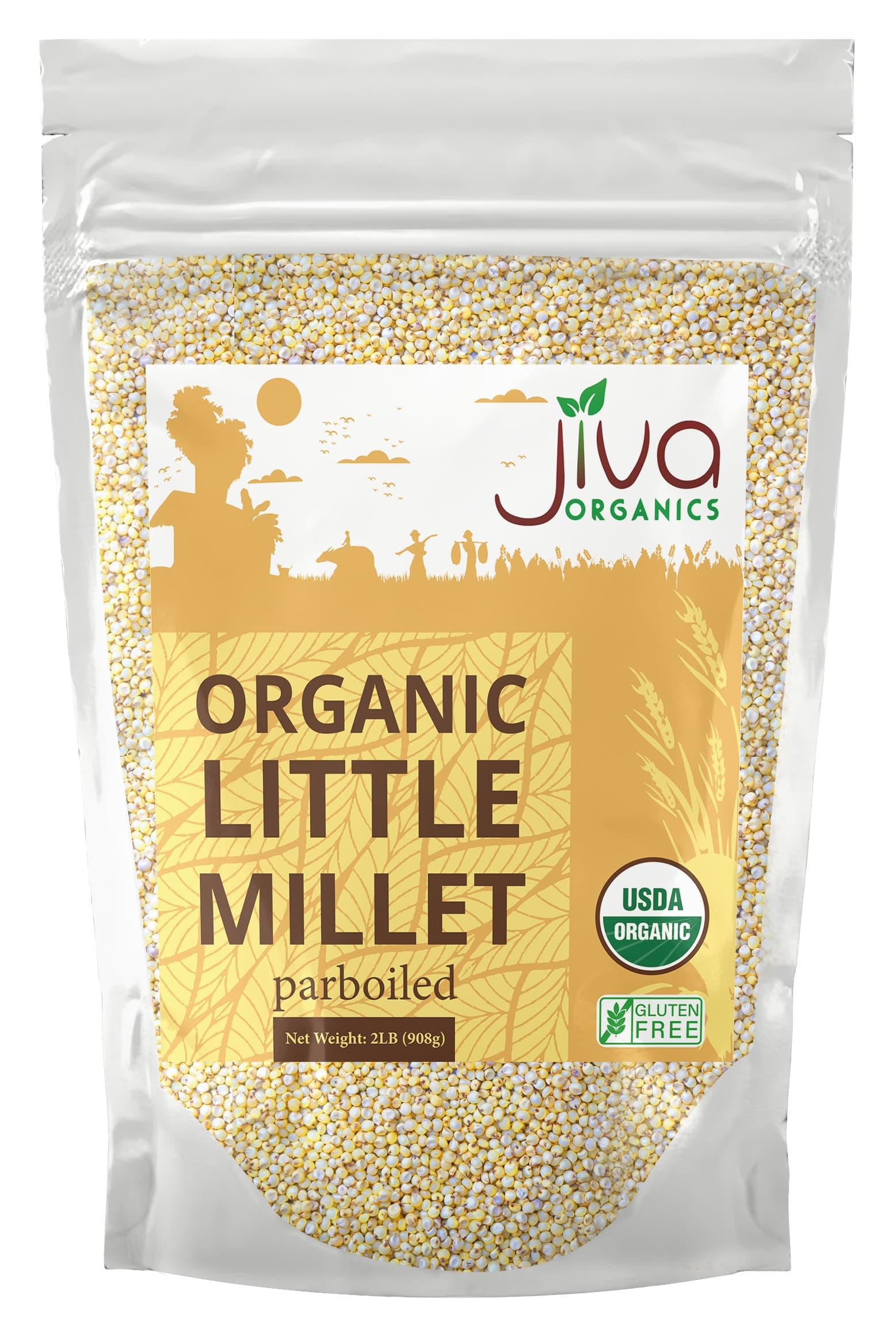 Jiva Organics Little Millet 2 LB Bag | Whole Grain, Gluten-Free & Organic | Rich in Fiber & Essential Nutrients for Healthy Cooking