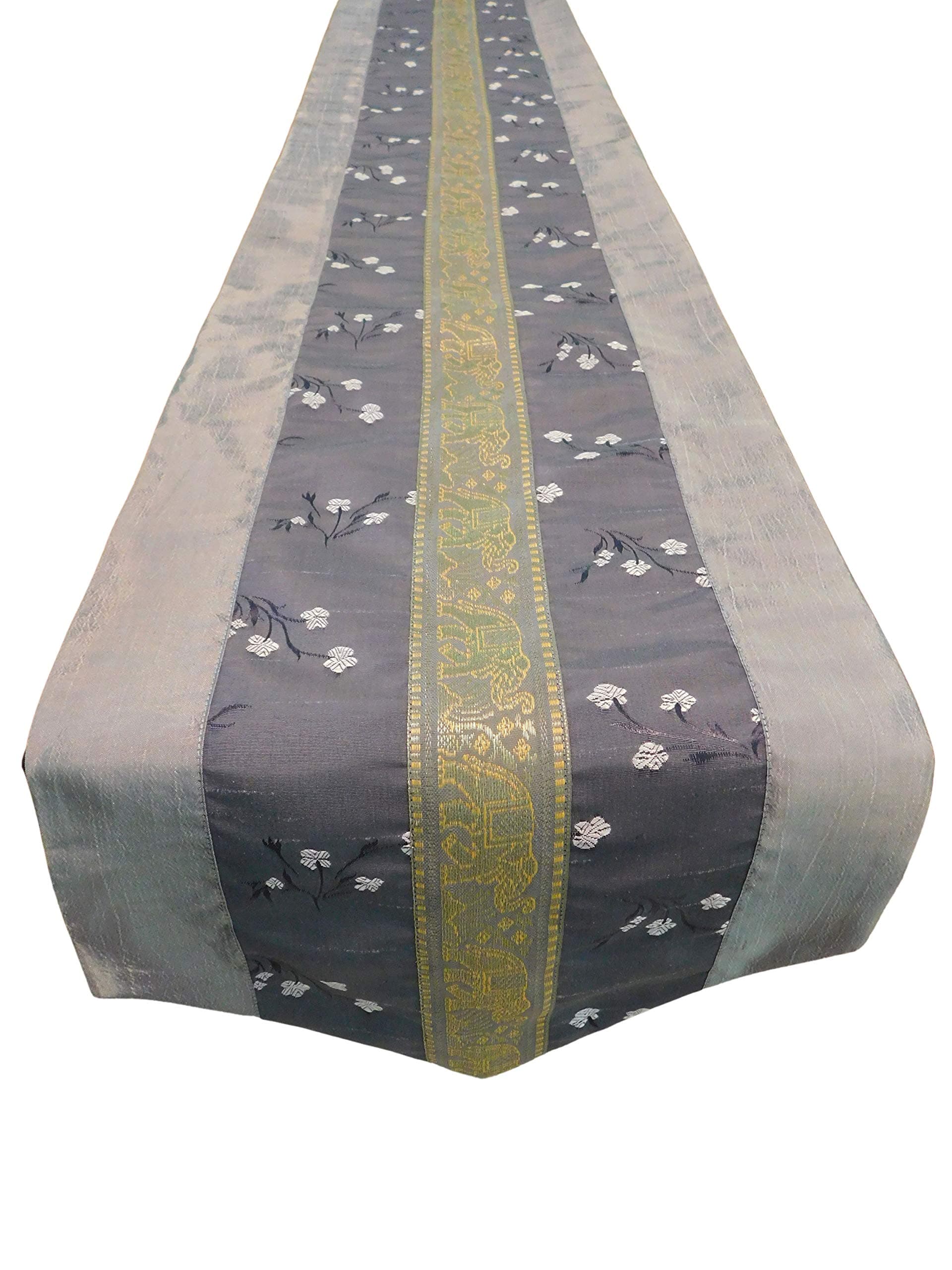 Table Runner Tablecloth for Kitchen Dinner Lunch Living Room Thai Silk Flower Elephant grey Dimensions 78,5 inch x 12 inch