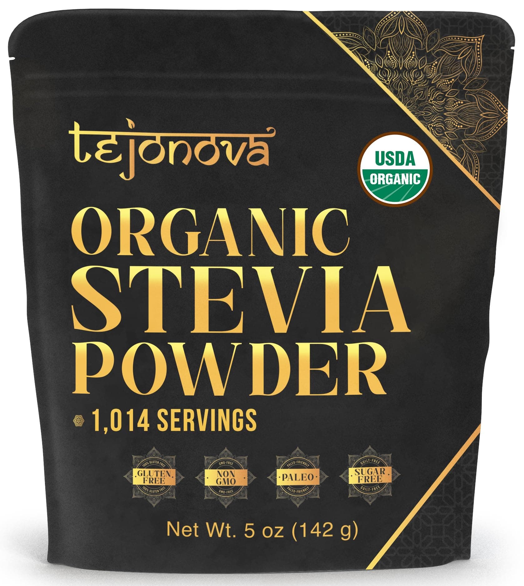 tejonova Organic Stevia Powder, 5 oz, Stevia Sweetener, Stevia Organic, Stevia Extract Powder, Zero Calorie Sweetener, Stevia Sugar Substitute, Pure Stevia No Additives, 1014 Servings