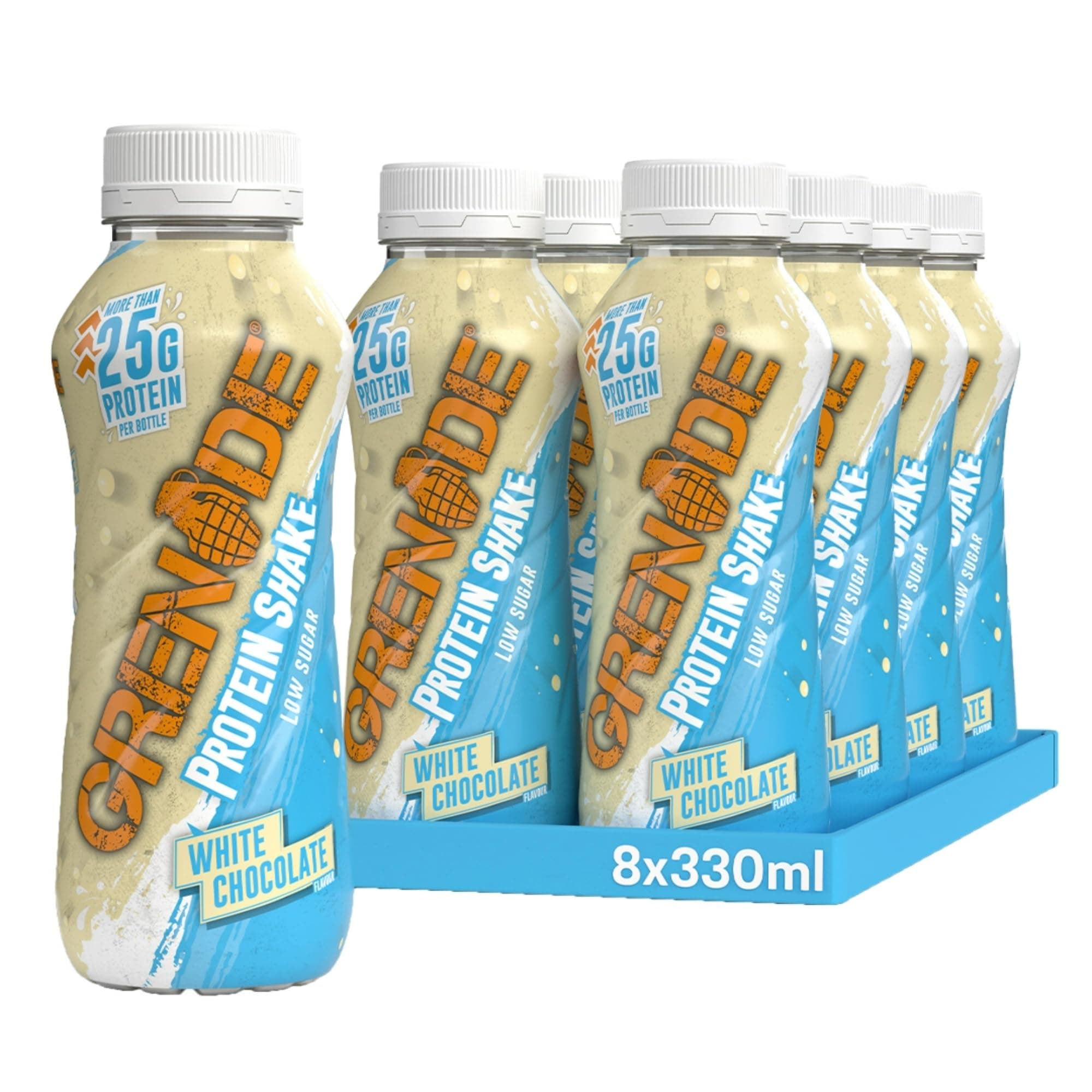 White Chocolate High Protein Shake, 8 x 330 ml - Ready to Drink Milk Protein Shakes with over 24 g Protein per Bottle