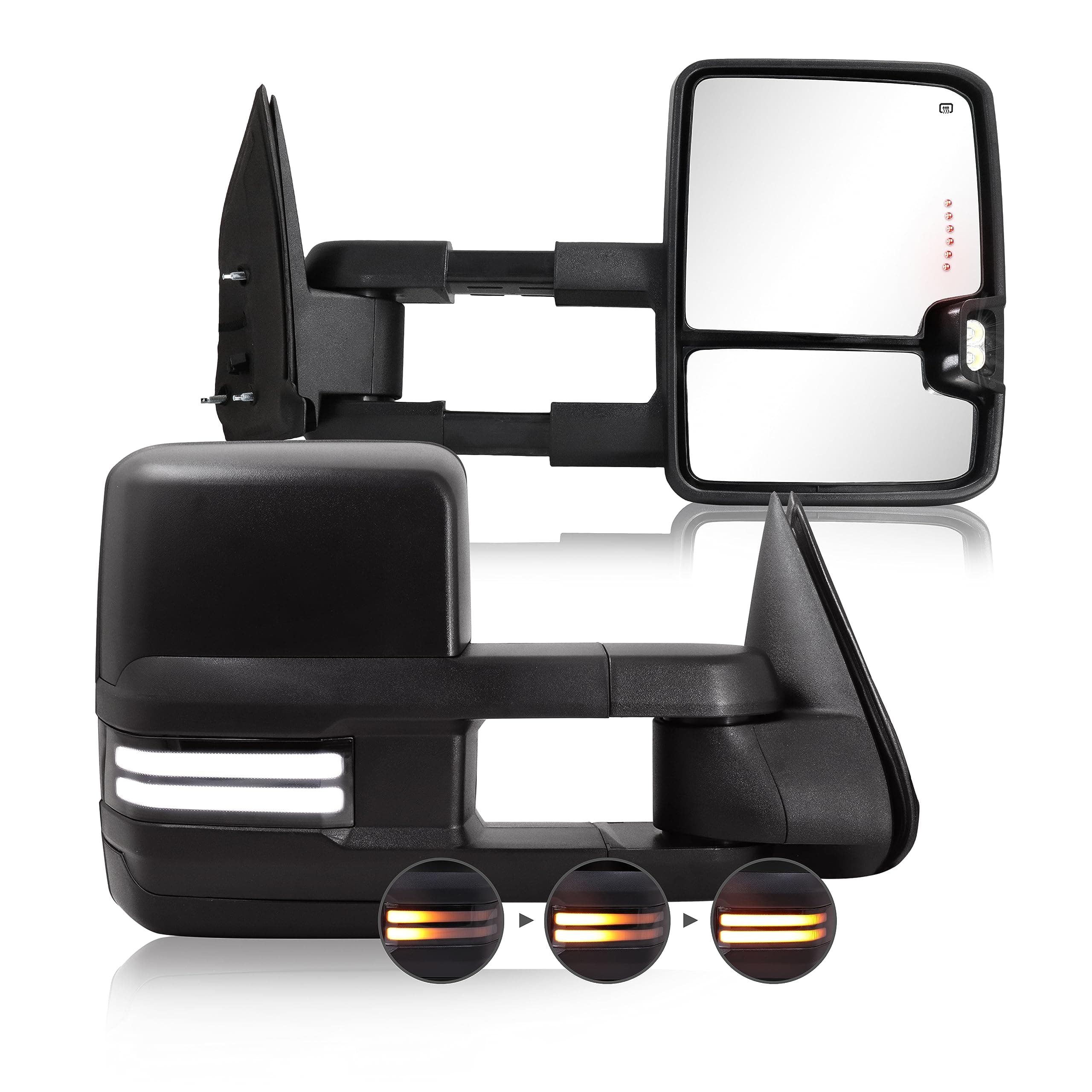 Sanooer HF Autoparts Swichback Towing-Mirrors Compatible with 2003-2007 Chevy Towing Mirrors, Silverado Side Mirror, GMC Sierra Tow Mirrors, Pair with Power Heated Turn Signal Lights…