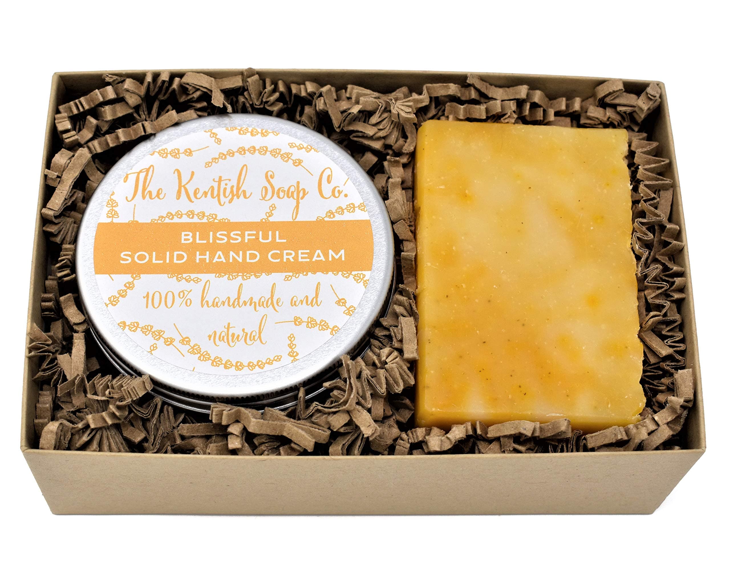 The Kentish Soap Co | Blissful Soap and Hand Cream Gift Box - Suitable for Vegans, Soap 85g℮ and Solid Hand Cream 55g℮