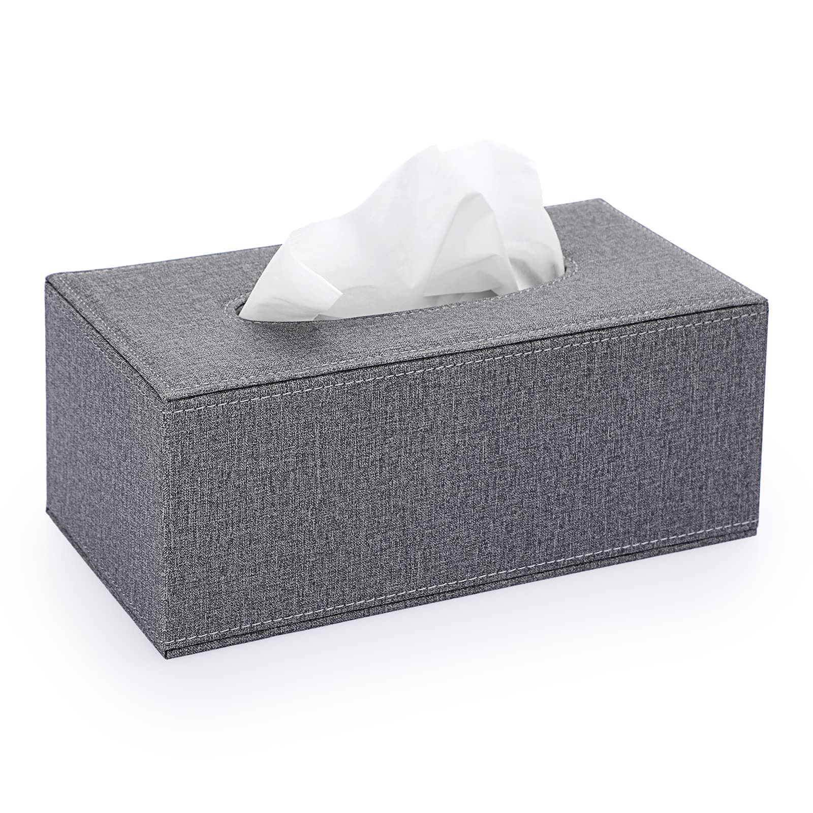 BTSKY Linen Household Office Rectangular Tissue Paper Holder Tissue Box Cover Case Napkin Holder (Grey)