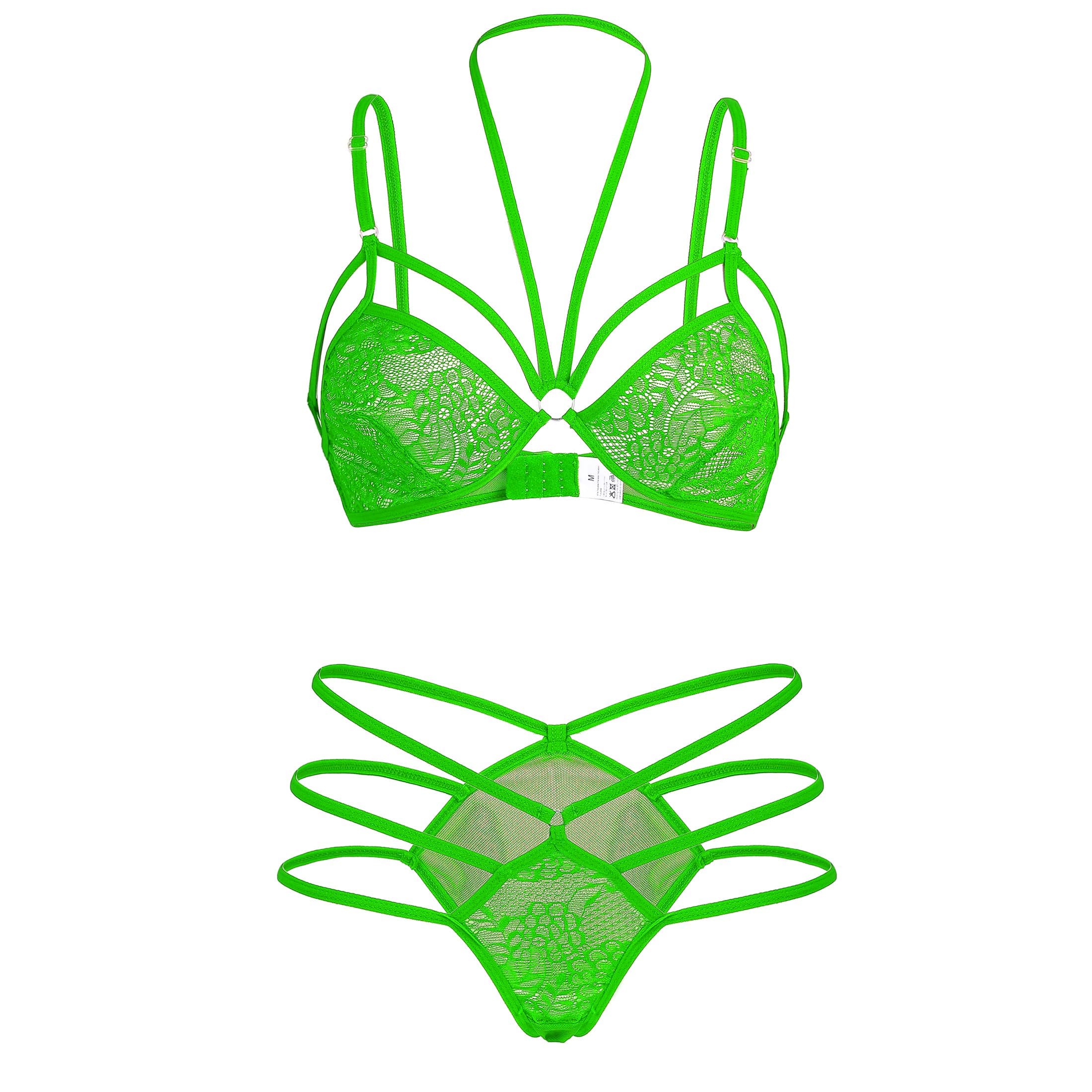 Eroslife Women's Sexy Strap lingerie Sets Open Up Lace Bra Babydolls Bodysuit