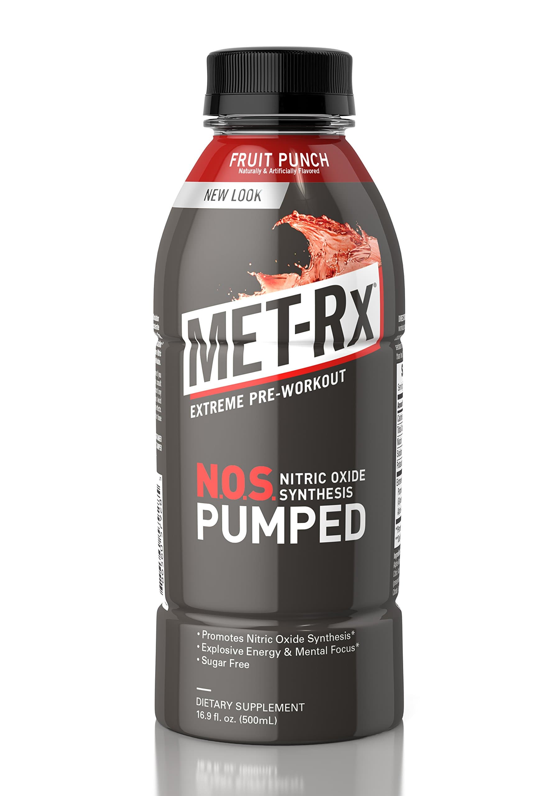 MET-Rx NOS Pumped, Nitro Punch, 16.9 oz. (12 Count), Pre-Workout Ready to Drink (RTD) Sugar Free Energy Supplement with Caffeine, and Amino Acids for High Intensity Workouts