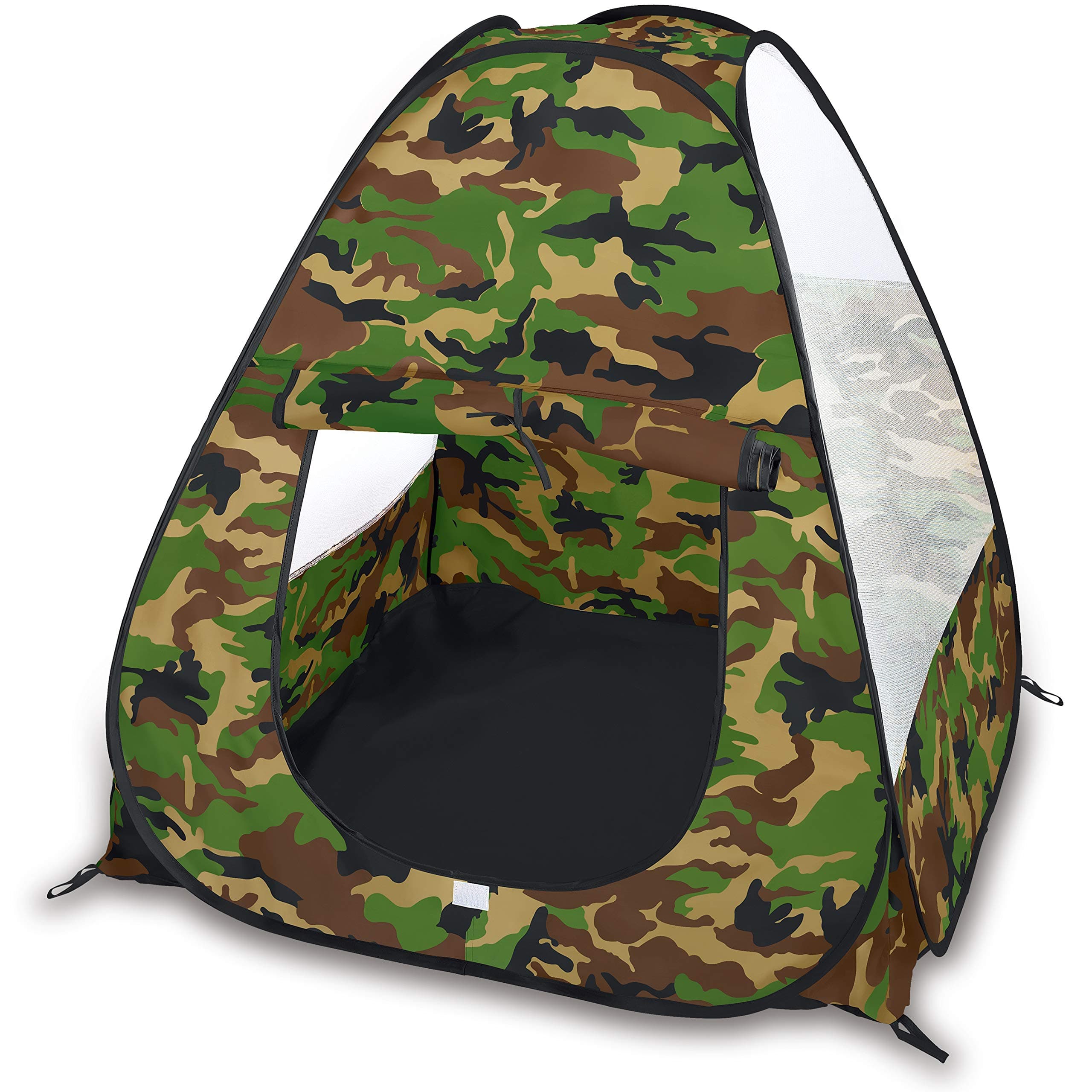 Military Pop Up Play Tent - Collapsible Army Indoor Outdoor Camouflage Playhouse Hunting Toy for Kids