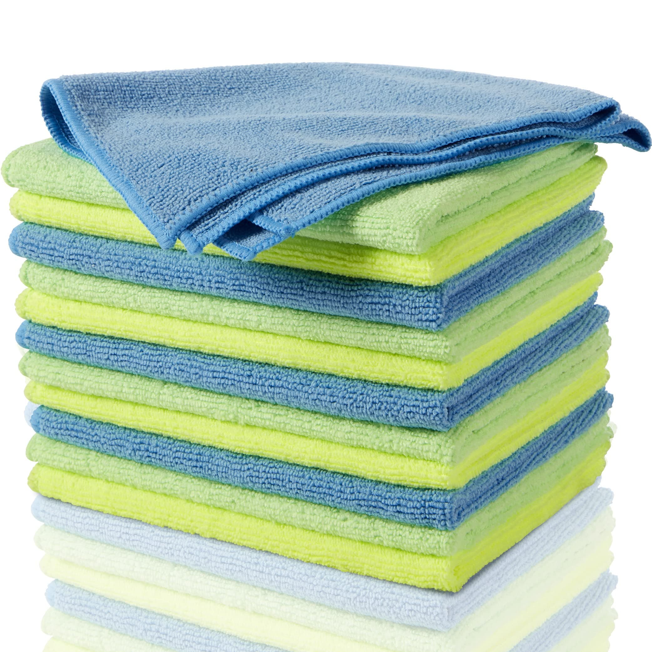 Zwipes 735 Microfiber Towel Cleaning Cloths, 12 Pack, Blue and Green