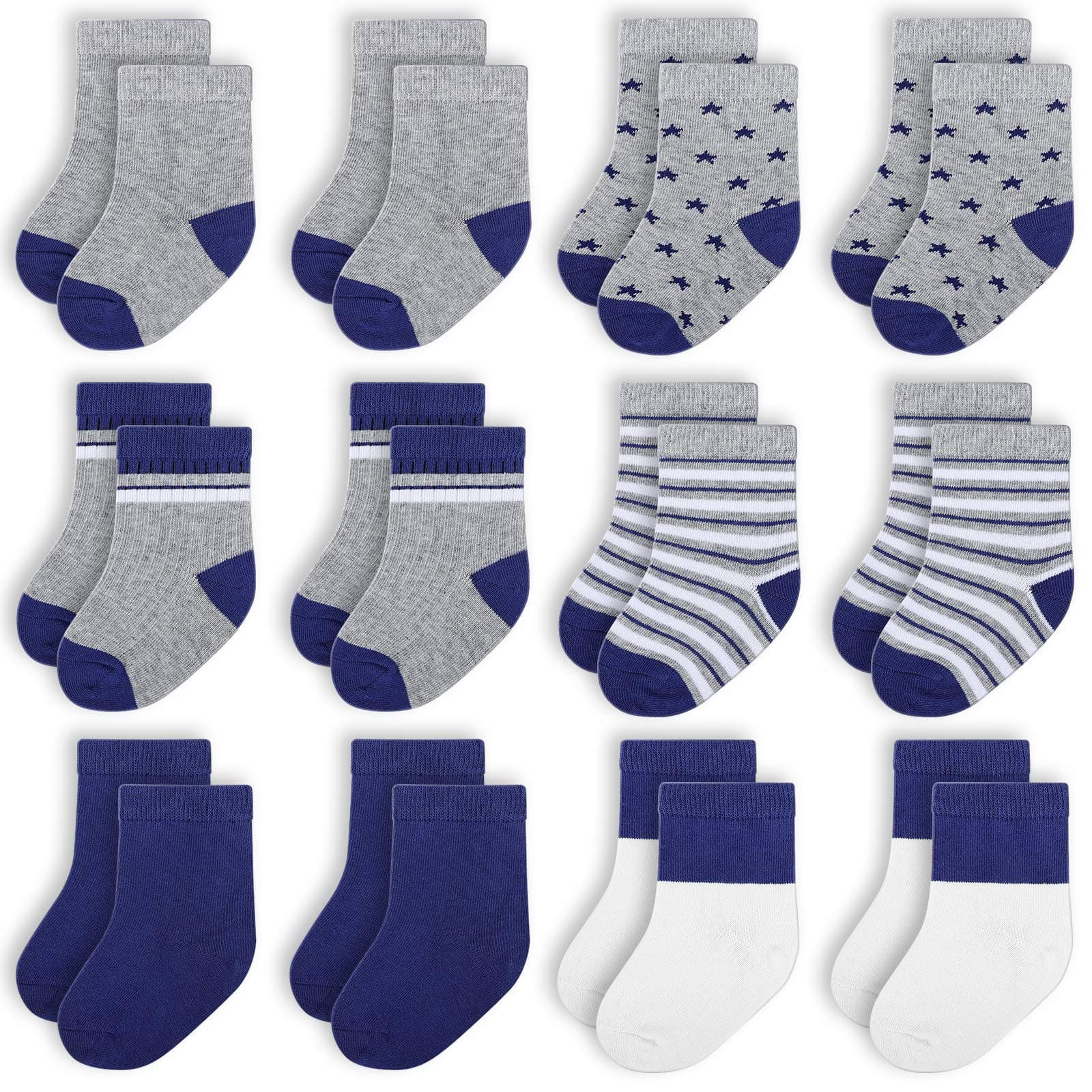 werniesbaby socks Cozy Warm Organic Cotton Socks Toddler Ankle Socks for Kids Boys Girls 12 Pairs