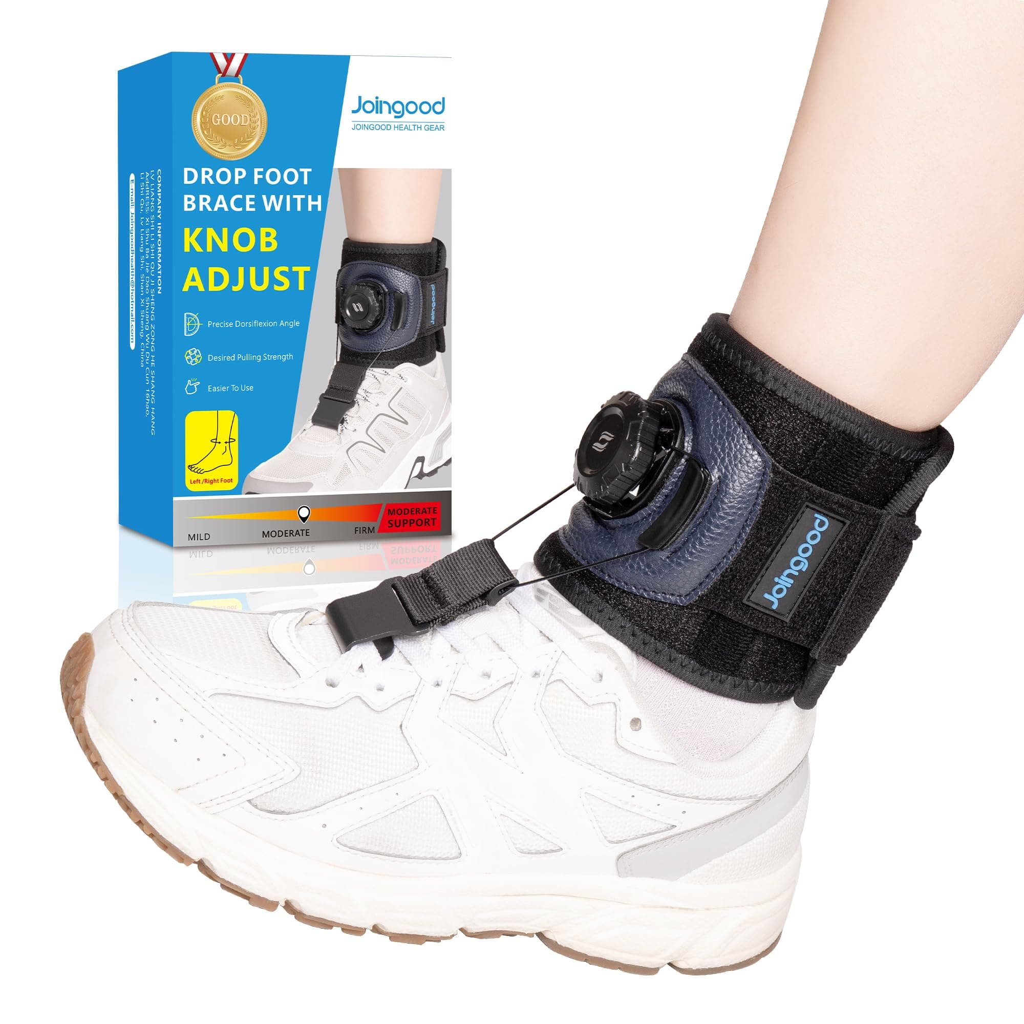 AFO Foot Drop Brace for Walking with Shoes, Drop Foot Brace with Reel-Adjust Dorsiflexion Assist, Adjustable Foot Brace for Drop Foot Support, Fits Left or Right Foot for Women Men (L/XL)