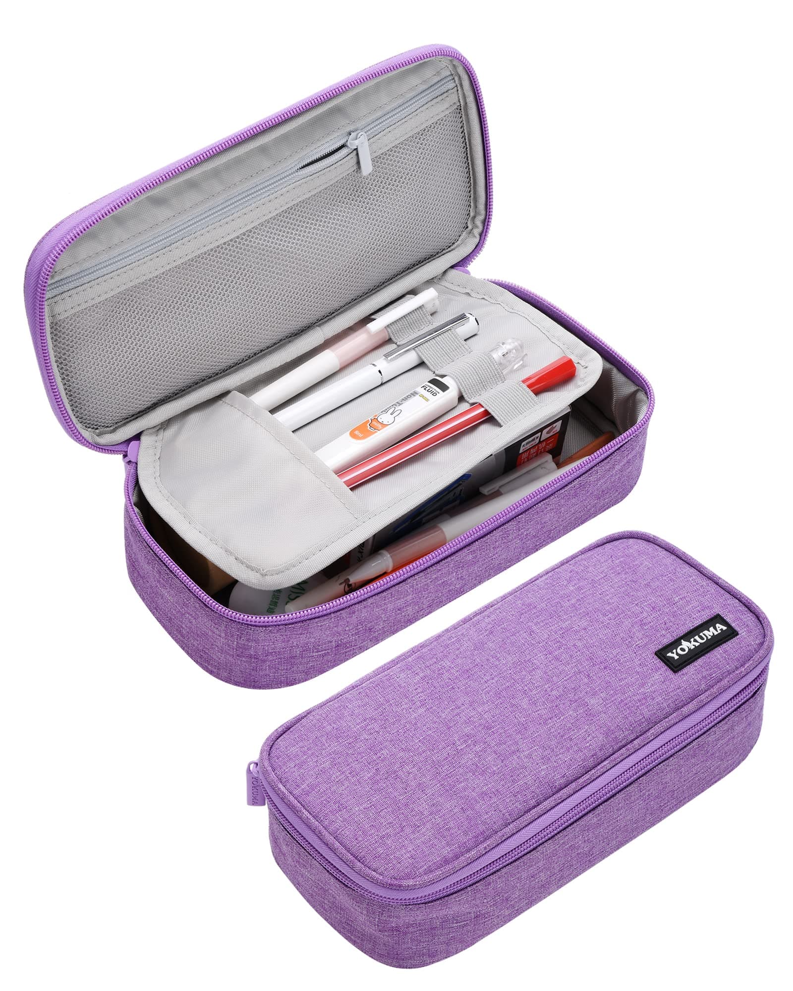 YOKUMA Pencil Case,Large Capacity Pencil Pouch,Aesthetic Zipper Pencil Box, Back to School Supplies for College Student Teen Adults,Travel Essentials,Electronic Cable Organize