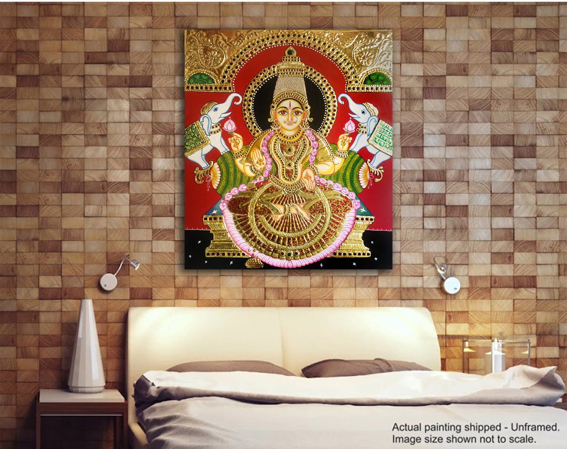 Tamatina Tanjore Canvas Painting for Home, Living Room, Pooja Ghar, Hall | Maa Laxami Thanjavur Paintings for Home Decor |