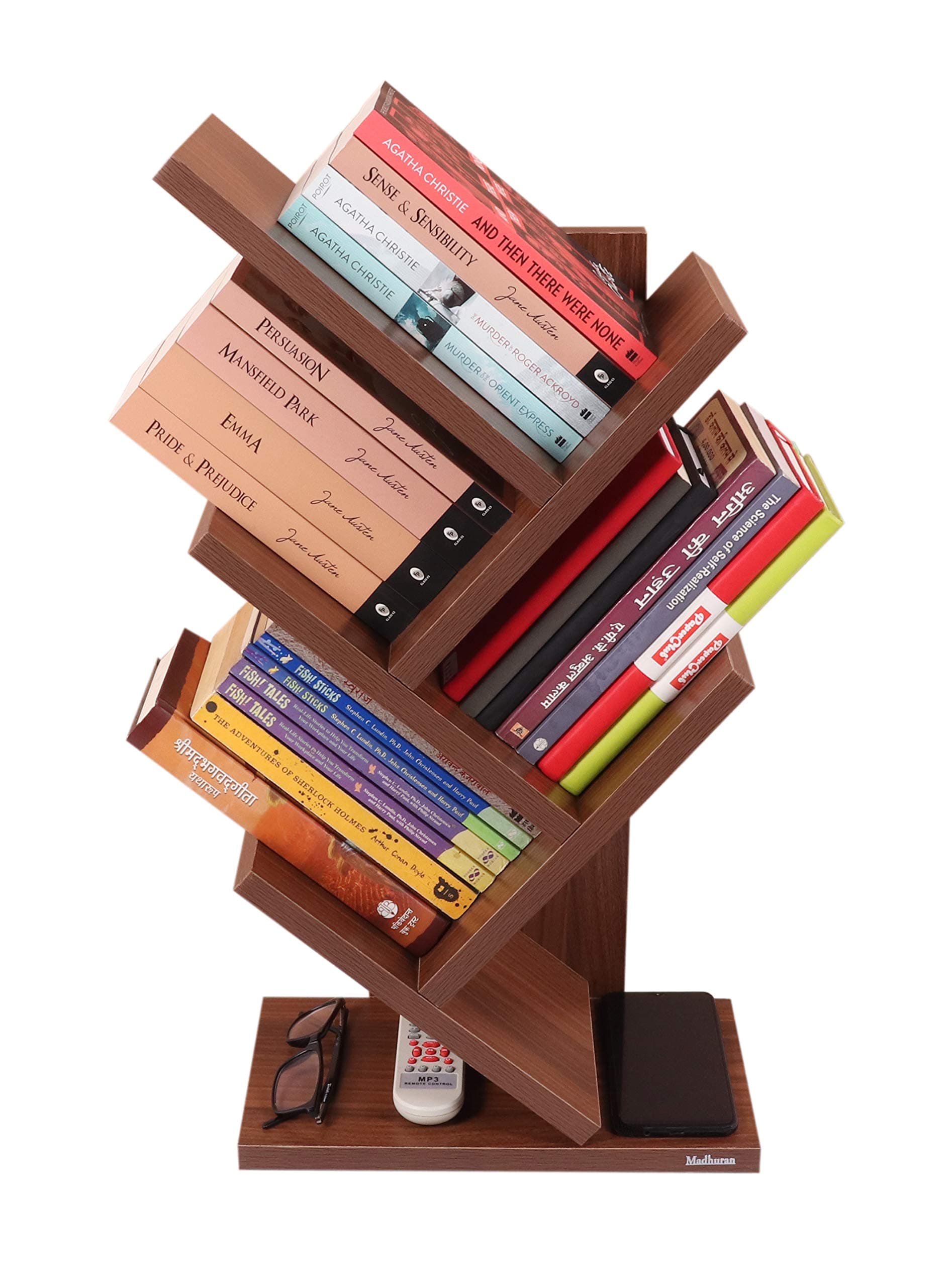 Engineering Wood Studio Shelf Bookcase Space Saving Holder Books Office Desk Organizer (Matte, Classic Walnut)