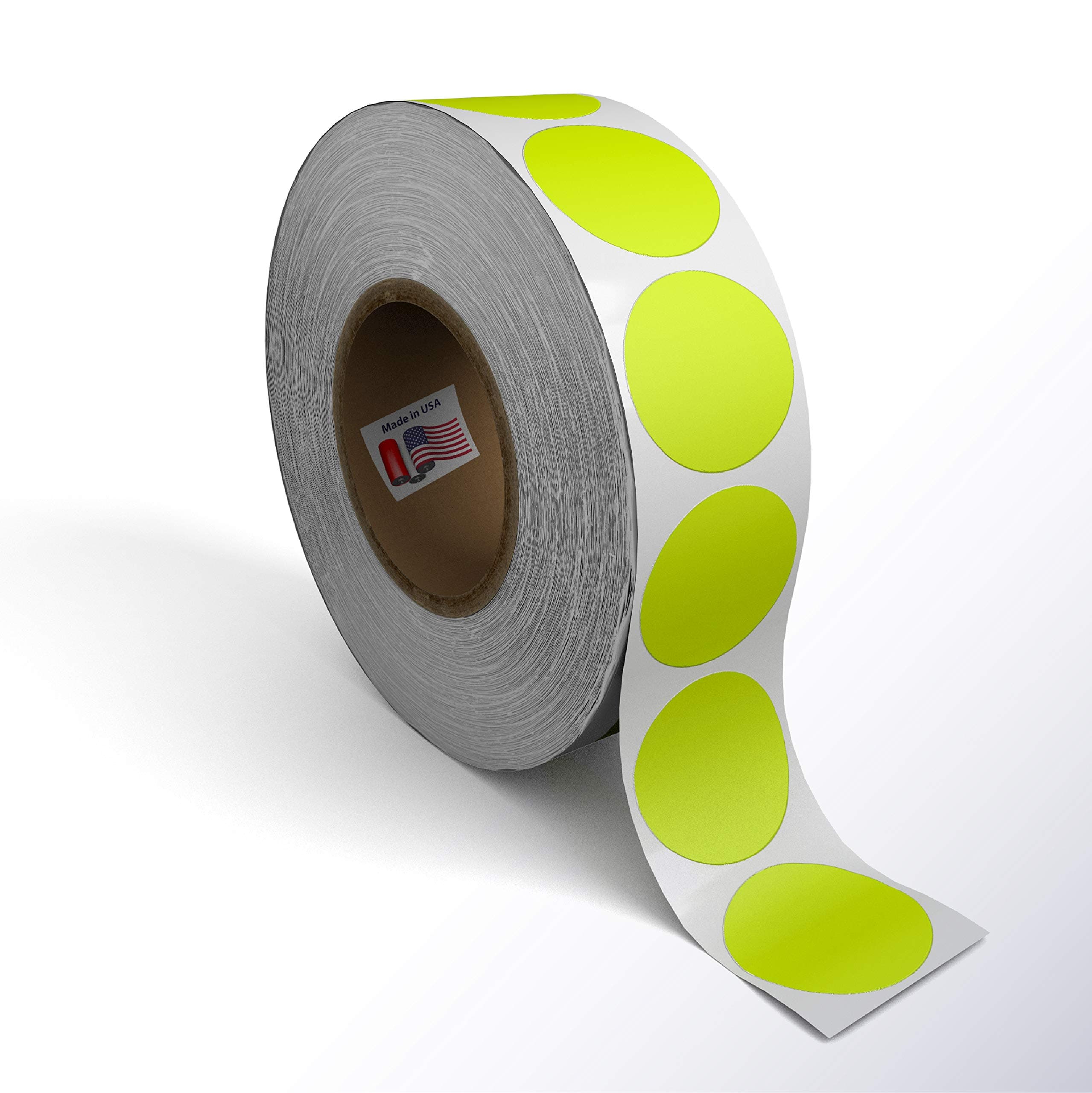 Kenco Color Coding Circle Dot Sticker Labels on a roll (Bright Yellow, 2 INCH 500 Stickers)