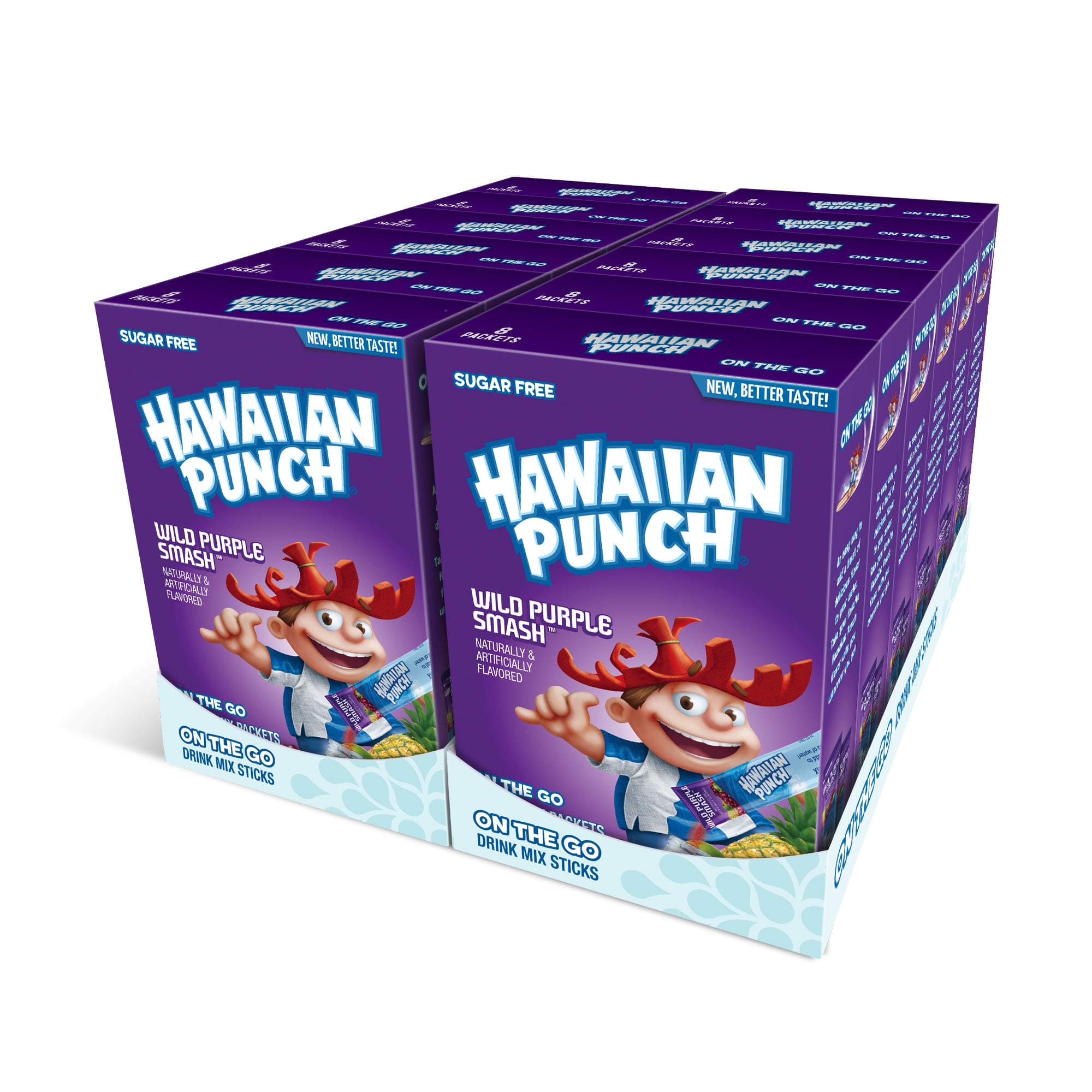 Hawaiian Punch, Wild Purple Smash– Powder Drink Mix - (12 boxes, 96 sticks) – Sugar Free & Delicious, Excellent source of Vitamin C, Makes 96 flavored water beverages
