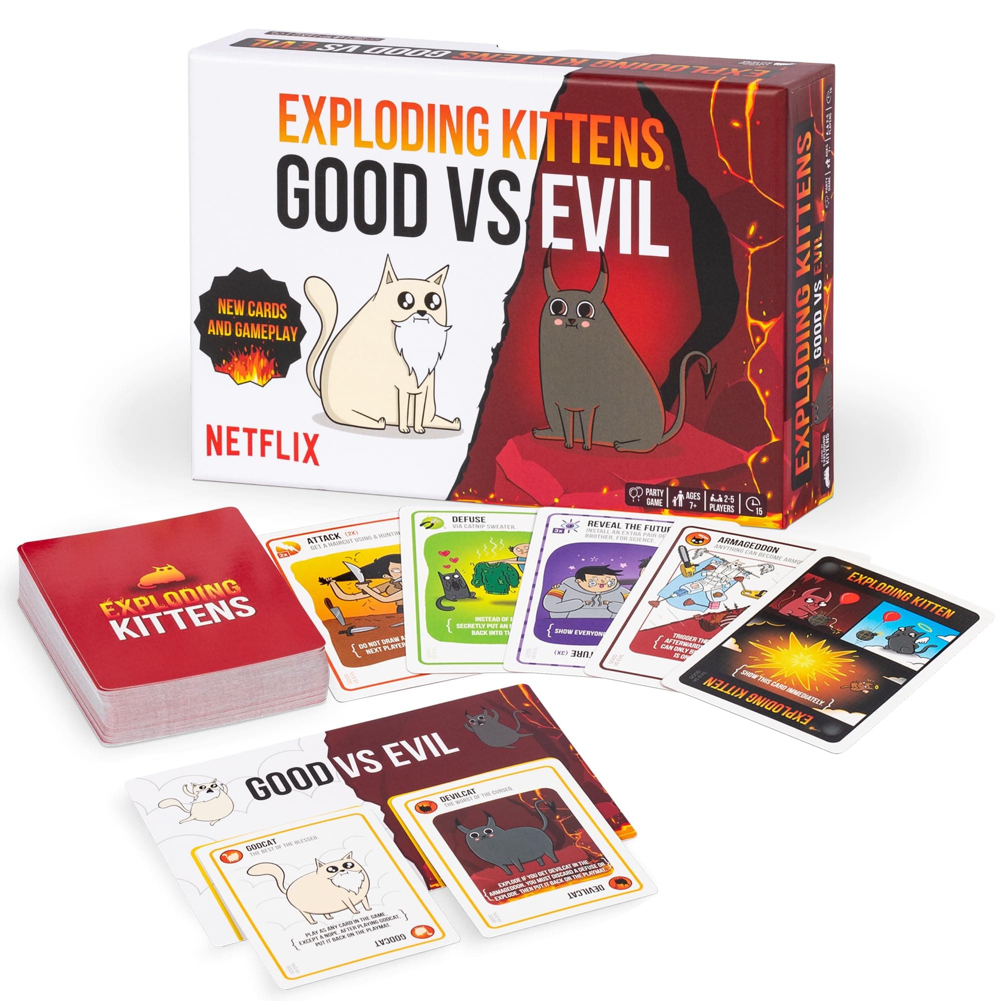 Good vs. Evil - 2-5 Players - Ages 7+ - Inspired by Netflix Show - High Stakes Family Card Game - Ideal for Party, Family Night - Animated Netflix Show