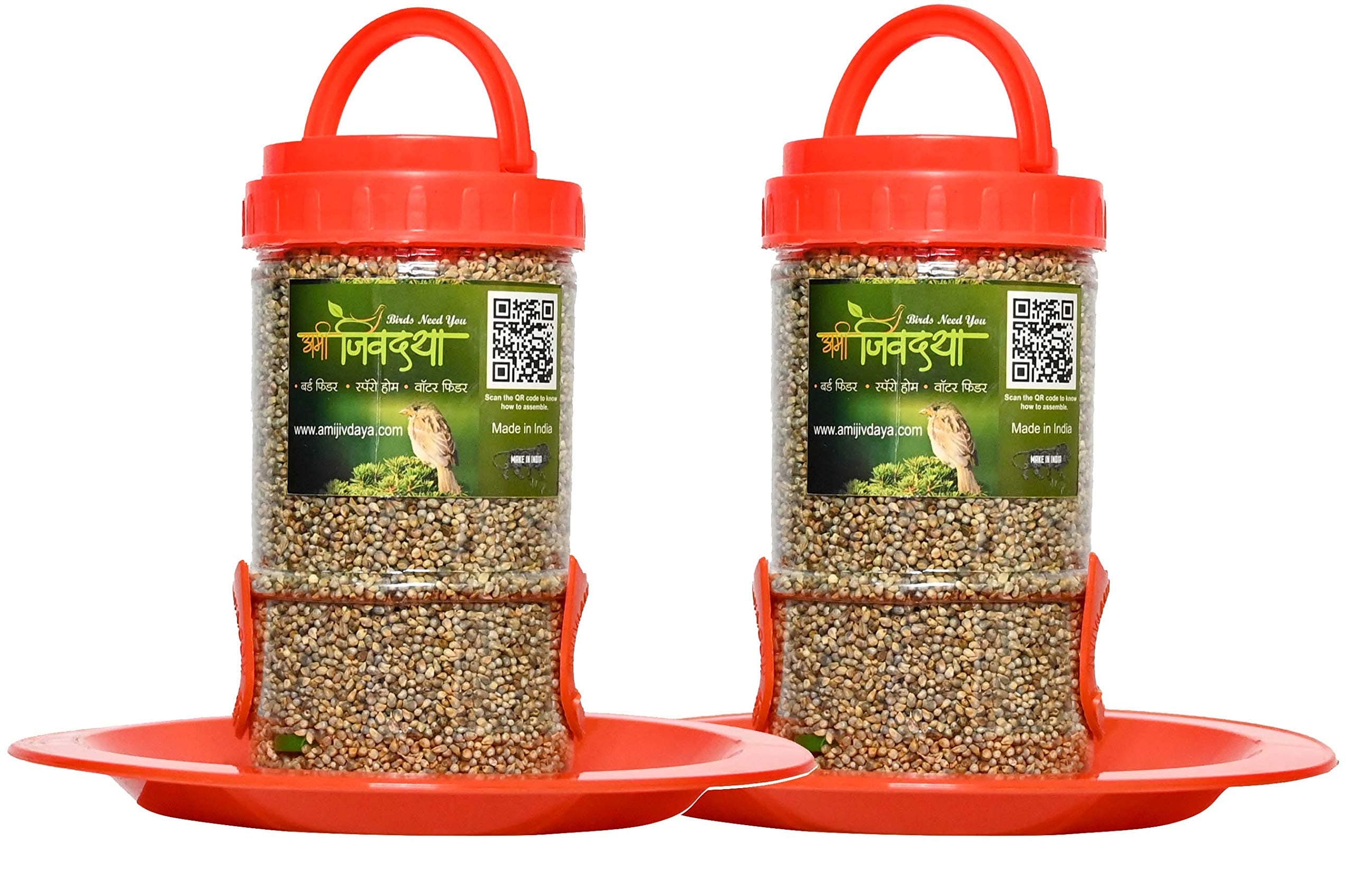 Bird Feeder for Bird Food Small 2 Piece_Orange