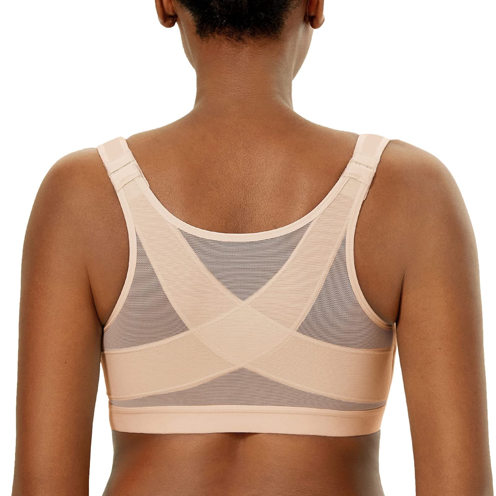 Women's Front Closure Posture Wireless Back Support Full Coverage Bra