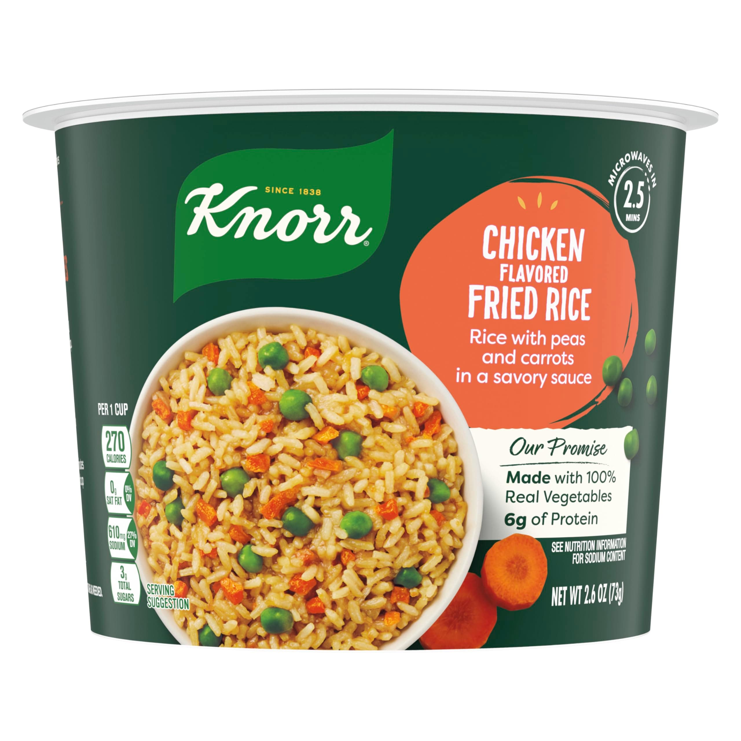 Knorr Rice Cup Chicken Flavored Fried Rice Delicious Rice Dish No Artificial Flavors or Preservatives 2.6 oz