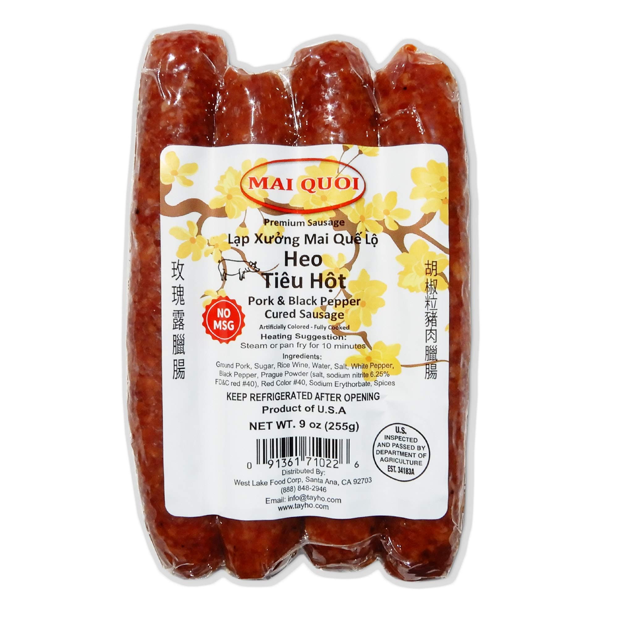 Cured Pork with Black Pepper Style Sausage (No GMS) - Made In USA