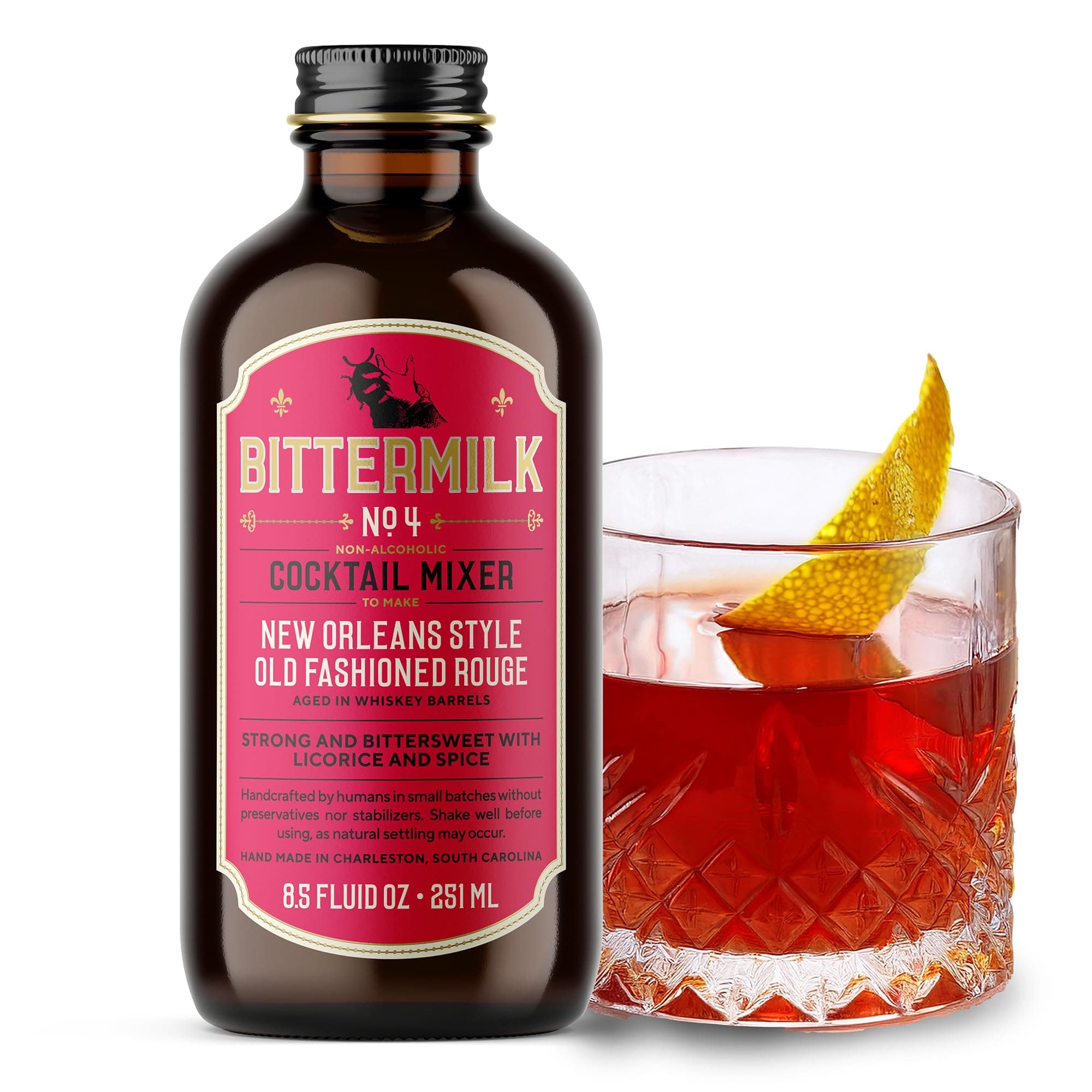 No.4 New Orleans Style Old Fashioned Rouge – Old Fashioned Mix - All Natural Handcrafted Cocktail Mixer – Makes 17 Cocktails