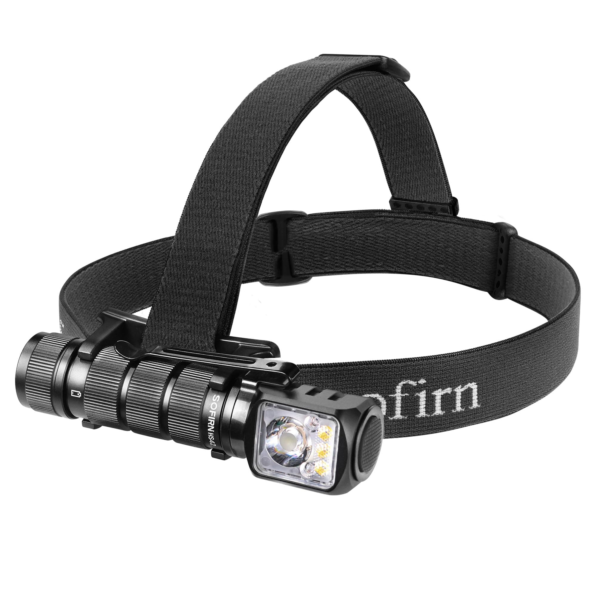 Headlamp Rechargeable with Red Light - Sofirn HS42 Headlamps Dual Clip, 2100 Lumens Head Lamp Super Bright, Led Right Angle Flashlight with Magnetic Base, Camping Head Light for Mechanic, Hunting