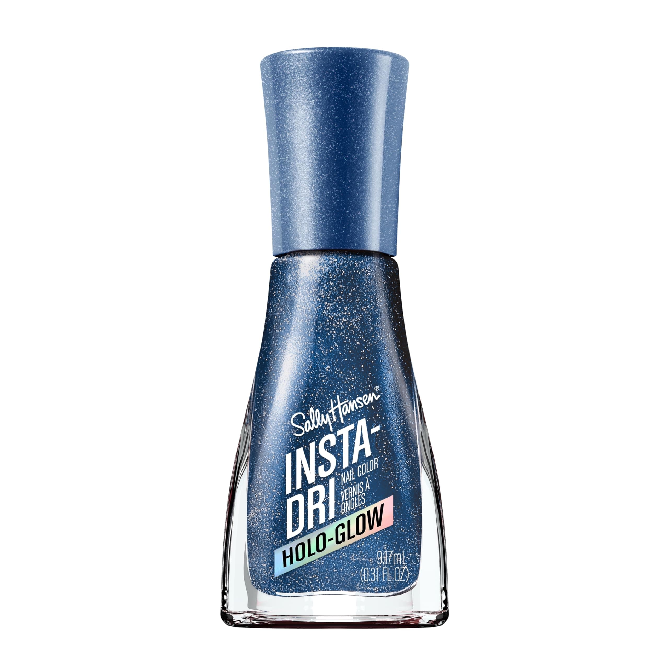 Insta-Dri Holo-Glow Nail Polish | Quick Dry, Long Lasting, Streak-Free Shine | Semi-Opaque, Shimmery | 107 Holo-Back | Silver-Blue Holographic Nail Color.